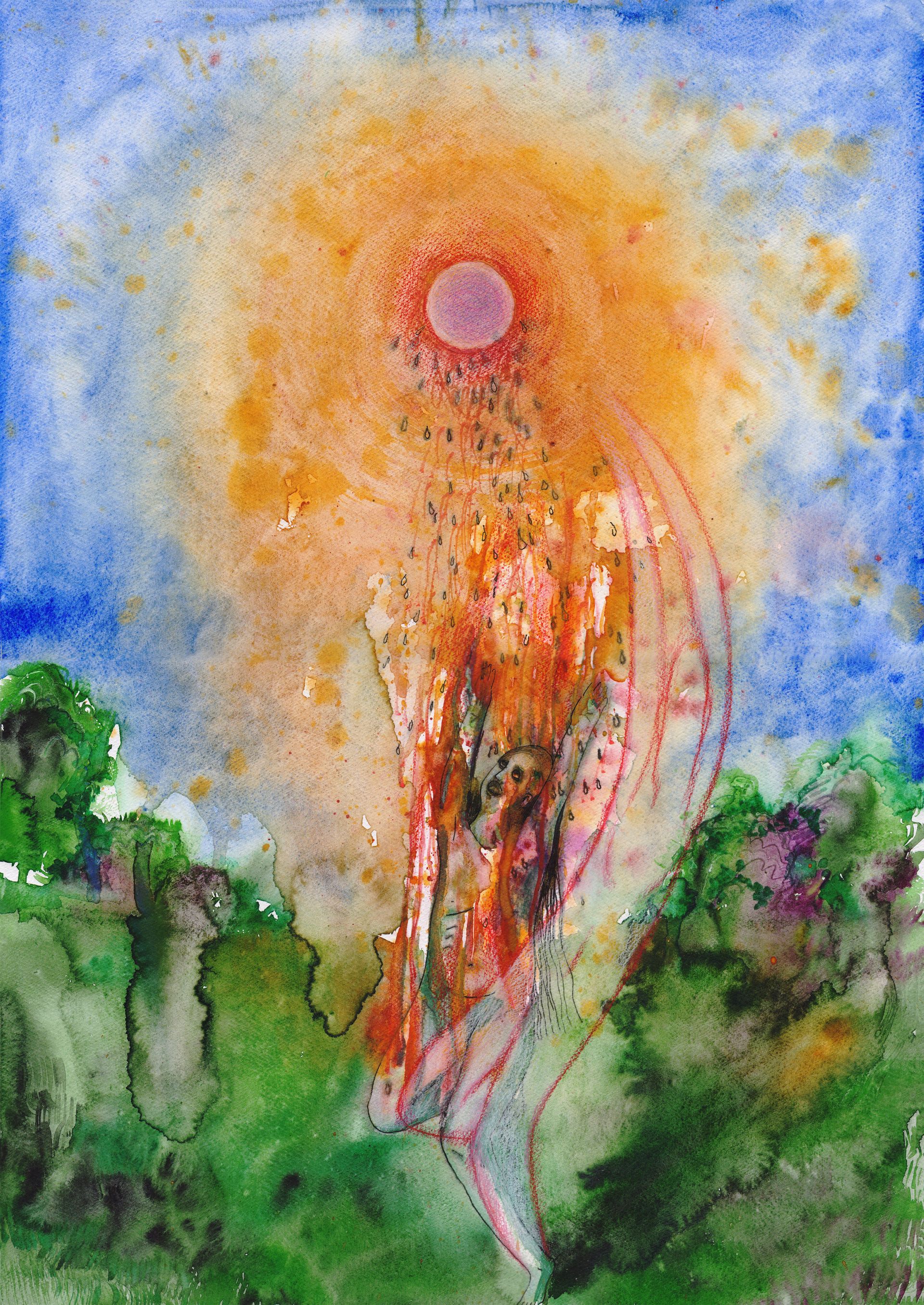 Оля Душкина (Авторская графика - 
                  42 x 60 см) Солнце и одна из должниц