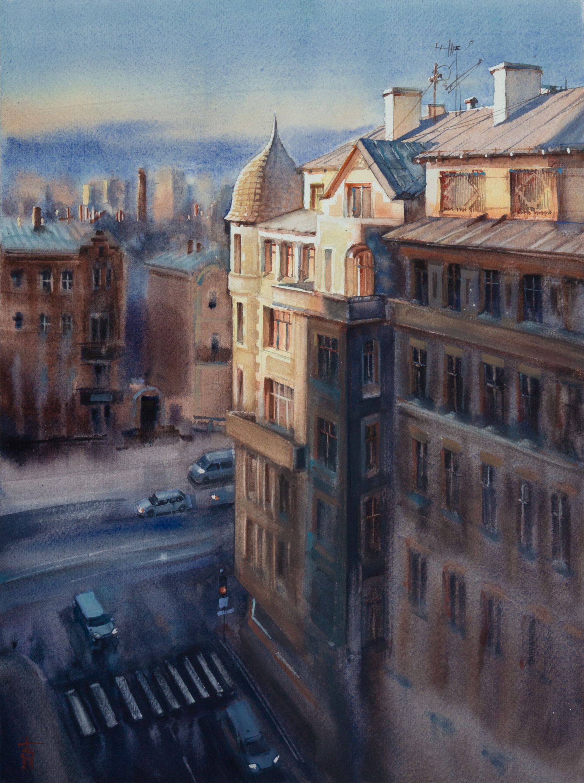 Виктория Севастьянова (Авторская графика - 
                  36 x 48 см) Вид на крыши Петербурга
