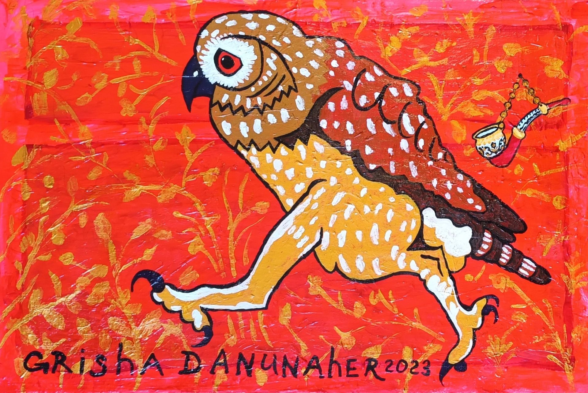 Grisha Danunaher (Картина, живопись - 
                  90 x 70 см) Деловая сова