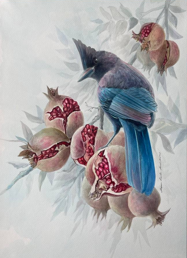 Екатерина Маркина (Авторская графика - 
                  35 x 50 см) Спелые гранаты