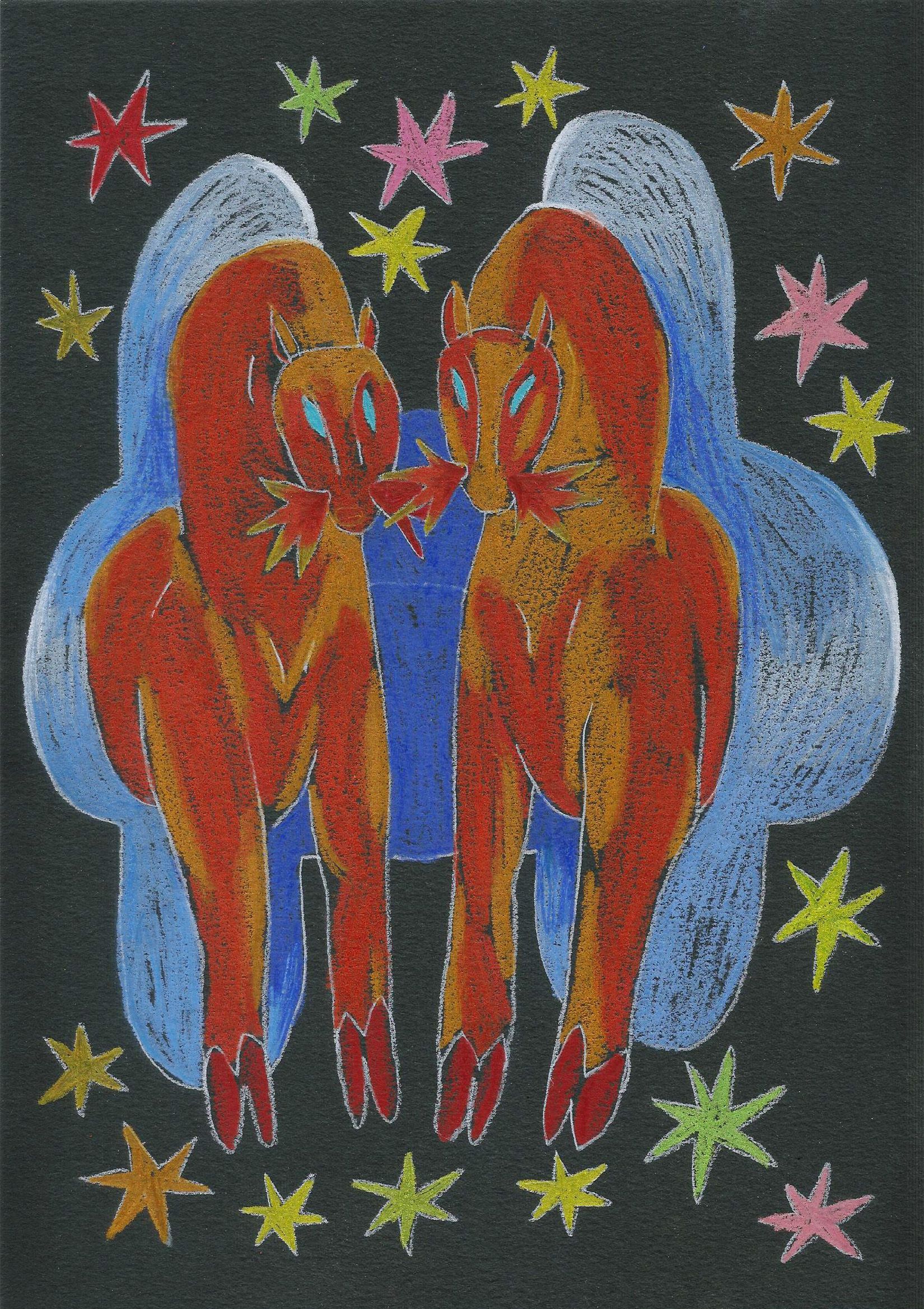 Катя Попченко (Авторская графика - 
                  21 x 29.5 см) КОНЬ -ОГОНЬ