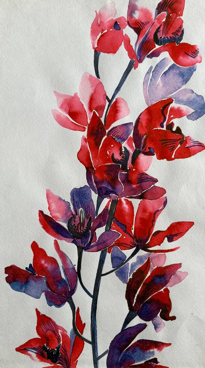 Алена Сокольникова (Авторская графика - 
                  25.5 x 45 см) Орхидея