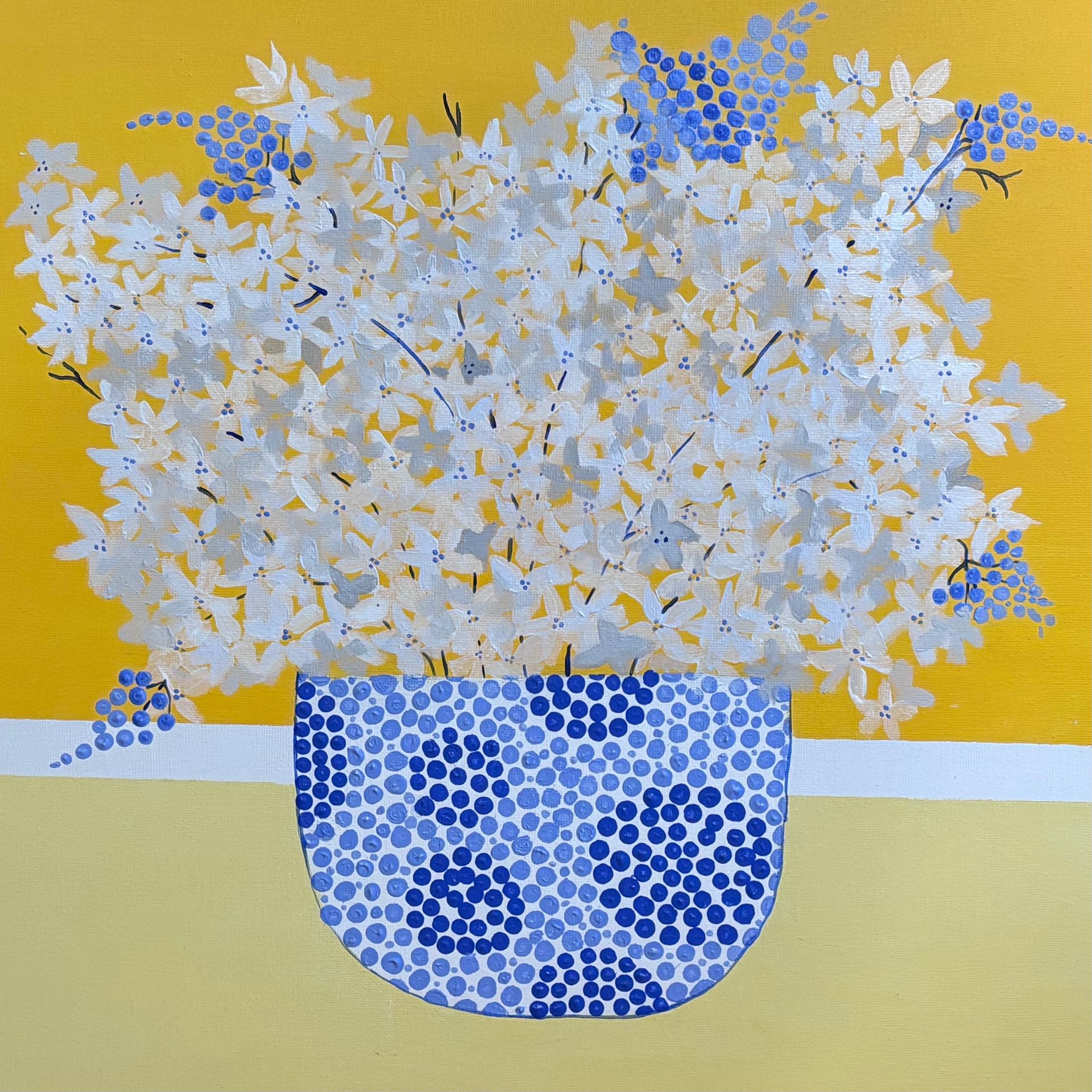 Елена Королева (Картина, живопись - 
                  40 x 40 см) Натюрморт с белыми цветами