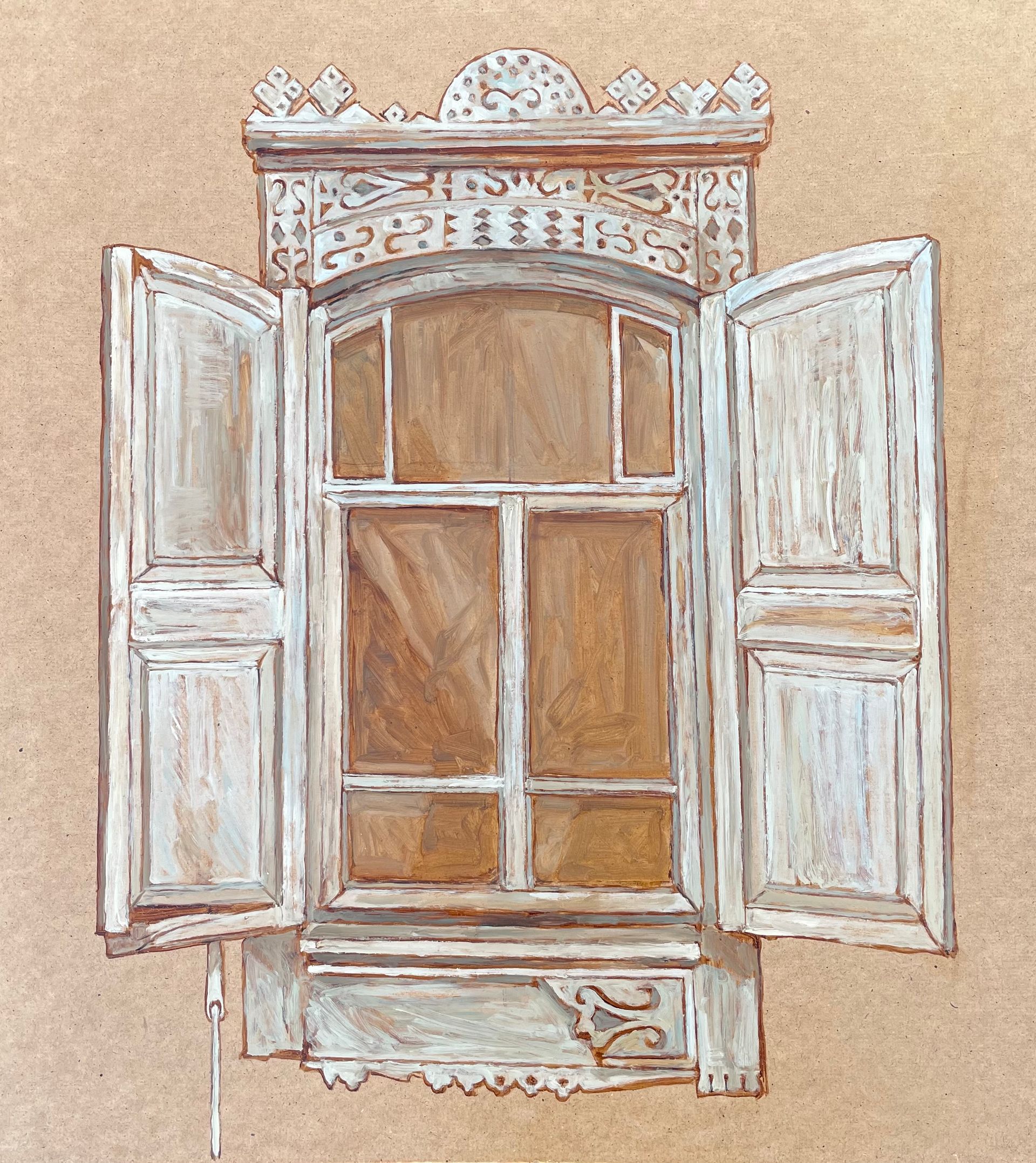 Залифа Хибатова (Авторская графика - 
                  61 x 69 см) Окна #3