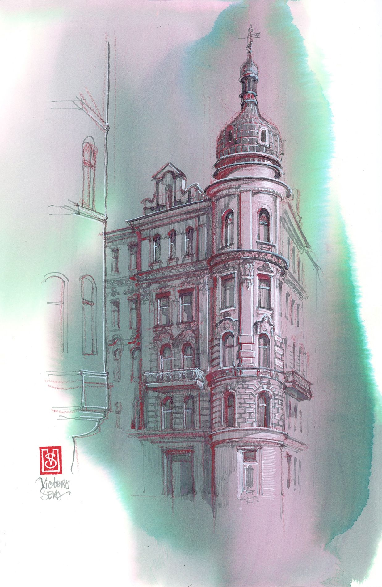 Виктория Севастьянова (Авторская графика - 
                  21 x 33 см) Доходный дом Чайковского