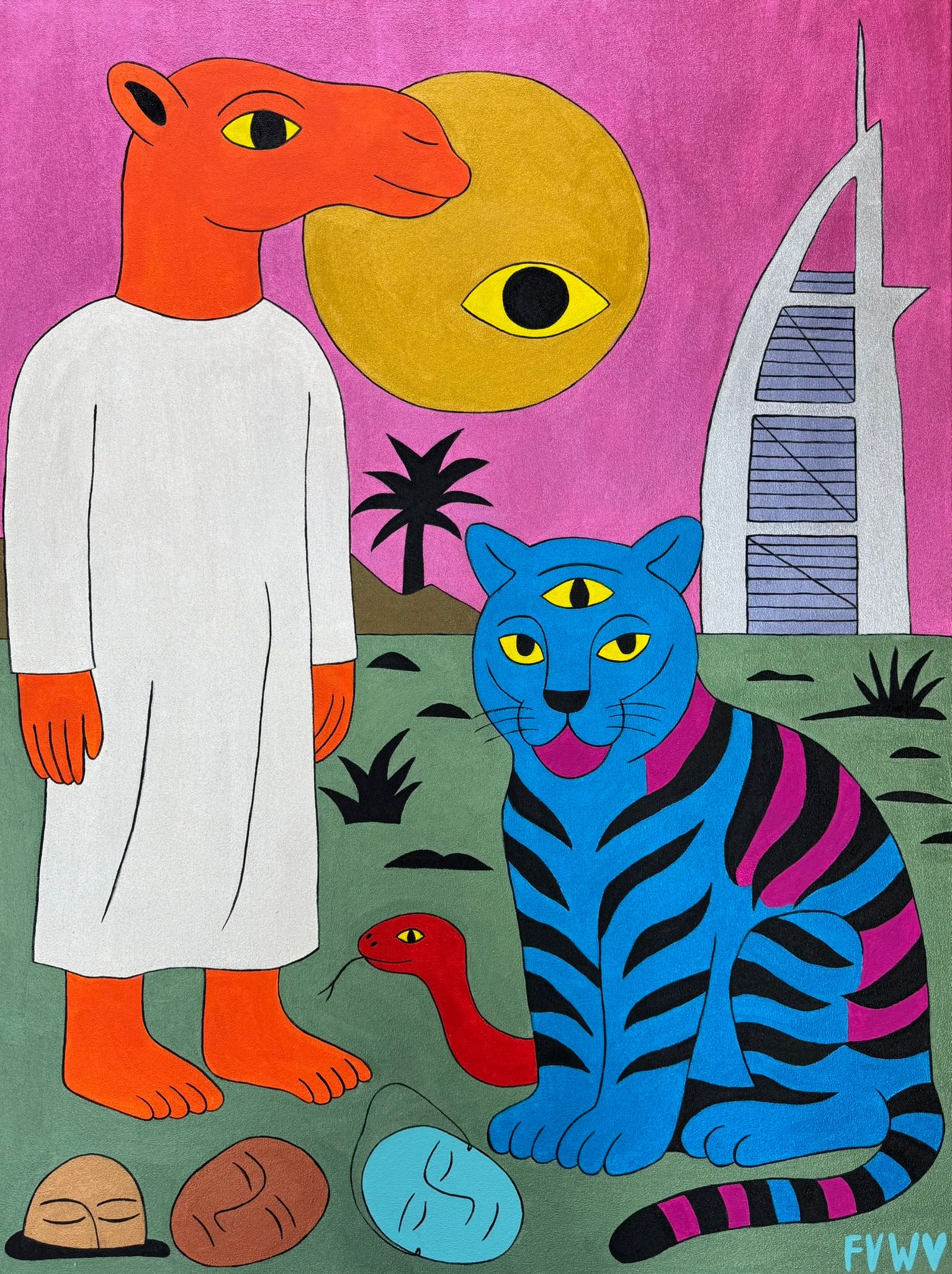 Виолетта Киселева (Картина, живопись - 
                  90 x 120 см) Маска верблюда и тигр