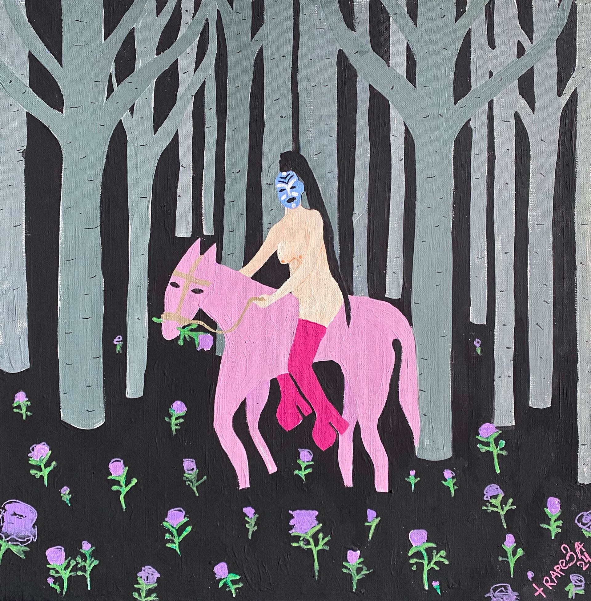 Анастасия Трапезникова (Картина, живопись - 
                  50 x 50 см) The girl in the forest