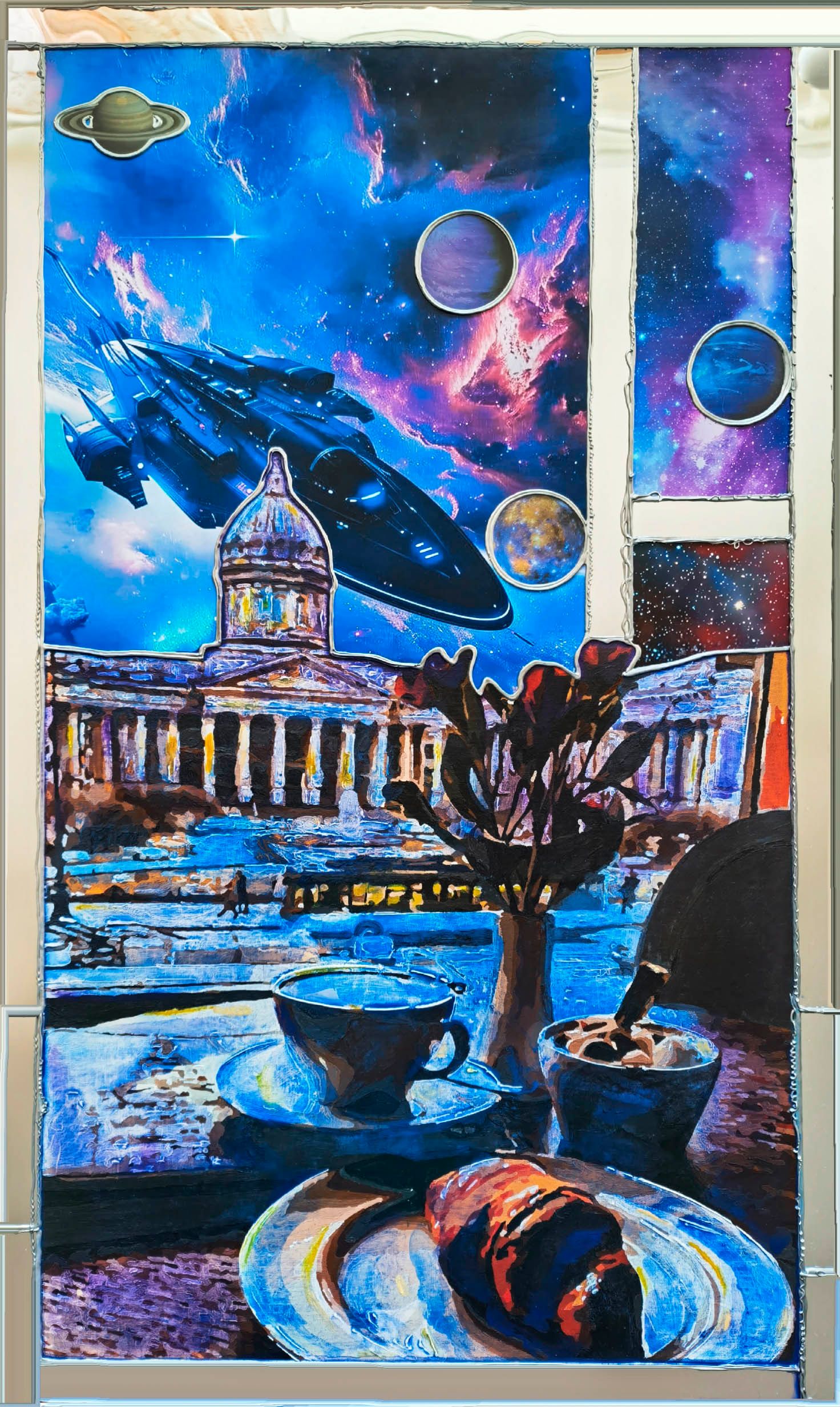 Ирина БАСТ (Картина, живопись - 
                  41 x 70 см) Петербург. Остановка Казанский собор — Марс