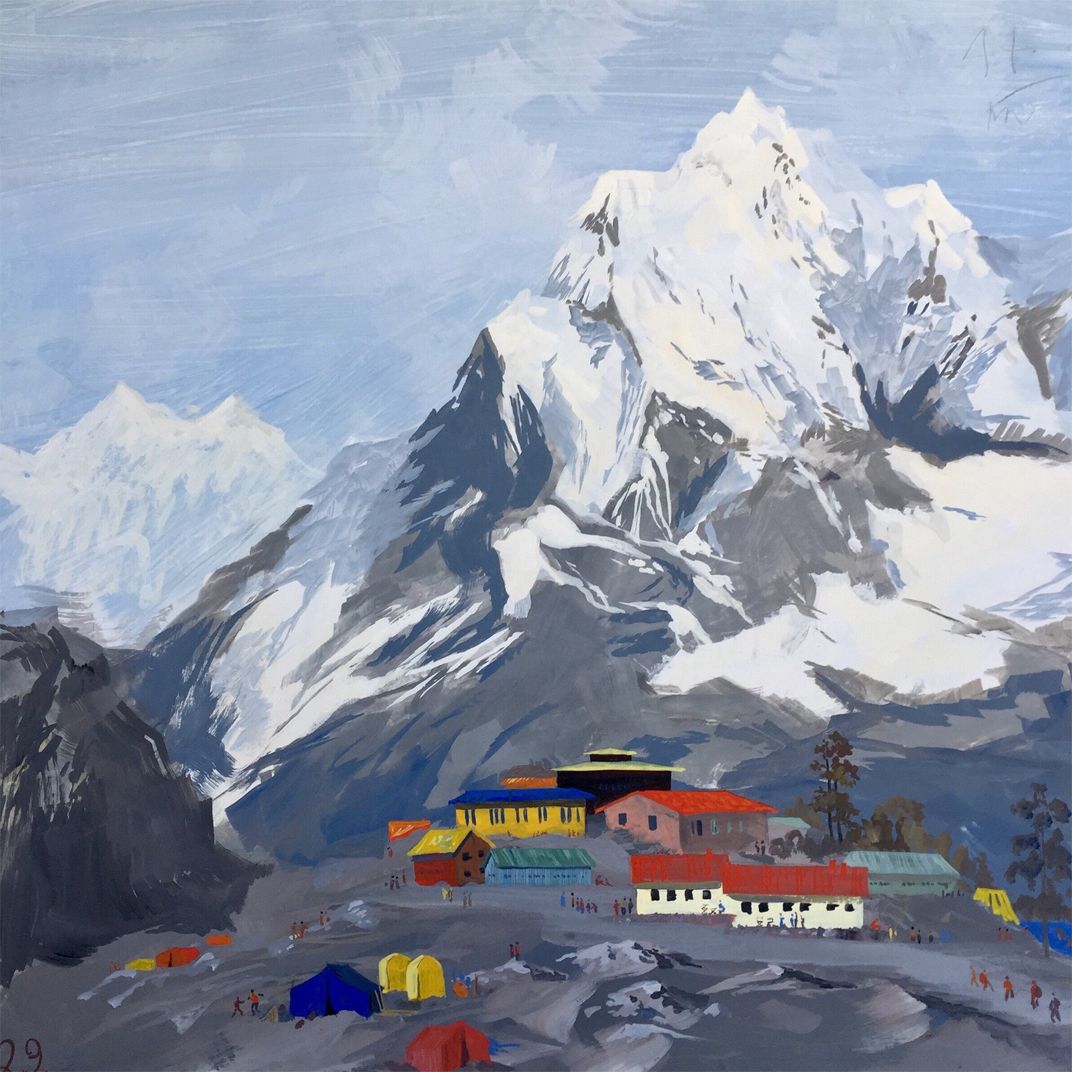 Кристина Ларина (Авторская графика - 
                  100 x 100 см) Горы. Непал