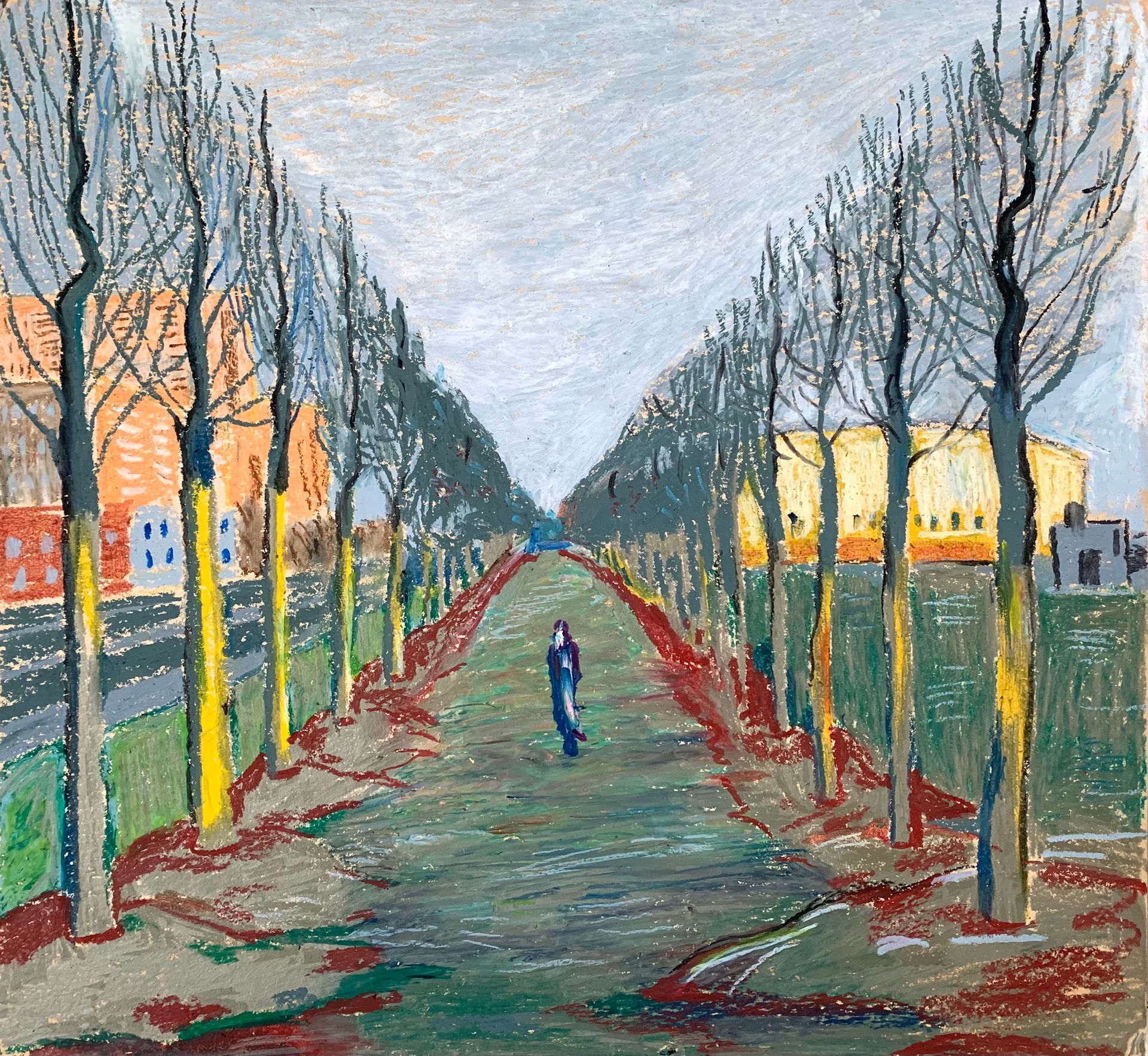 Елизавета Тульчинская (Авторская графика - 
                  35.3 x 32.8 см) Зима в Москве. Февраль 2025