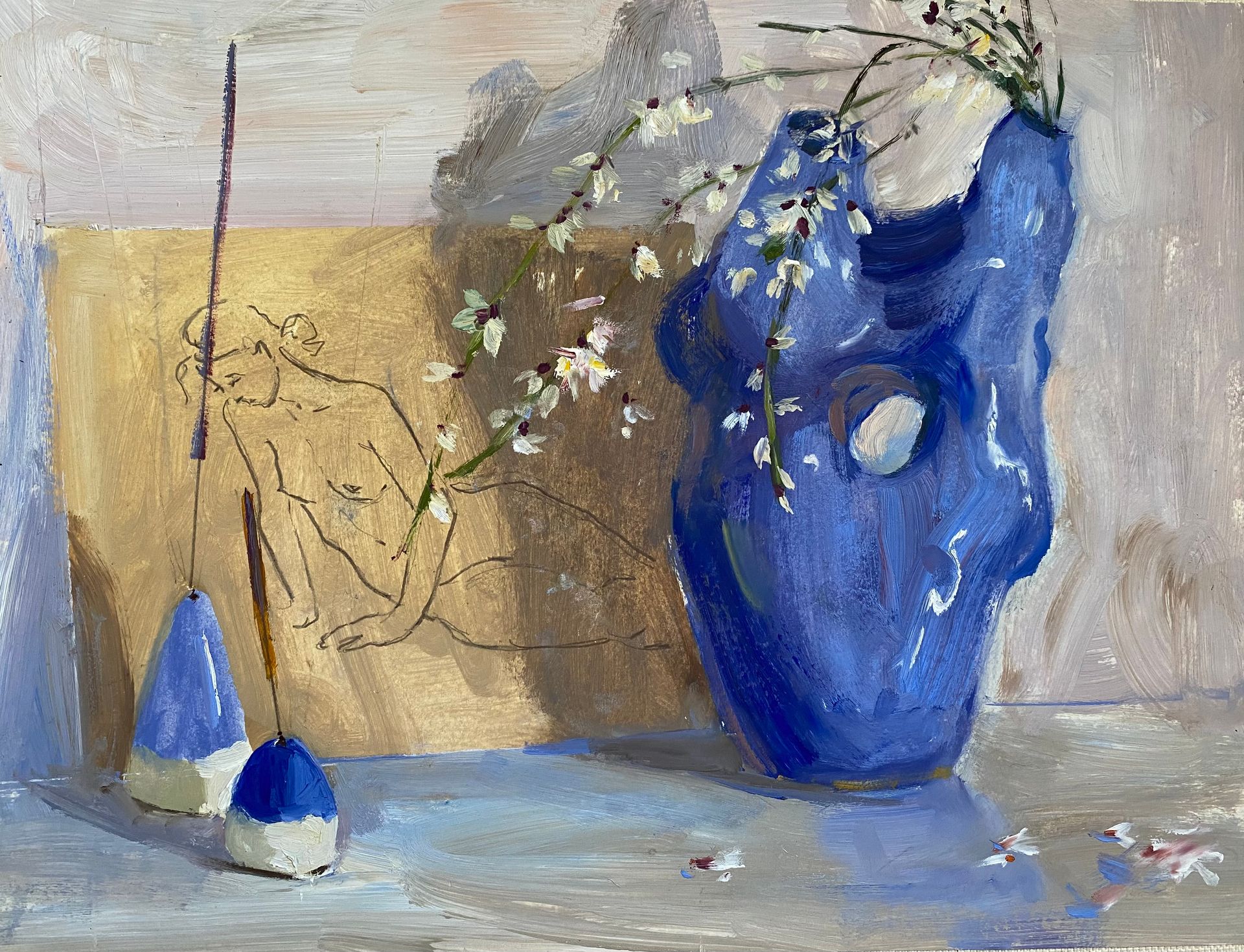 Алина Буглеева (Авторская графика - 
                  40 x 30 см) Синяя ваза