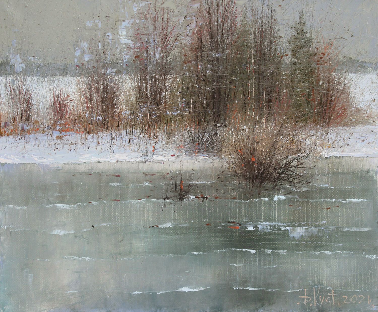 Дмитрий Кустанович (Картина, живопись - 
                  60 x 50 см) Первый лед