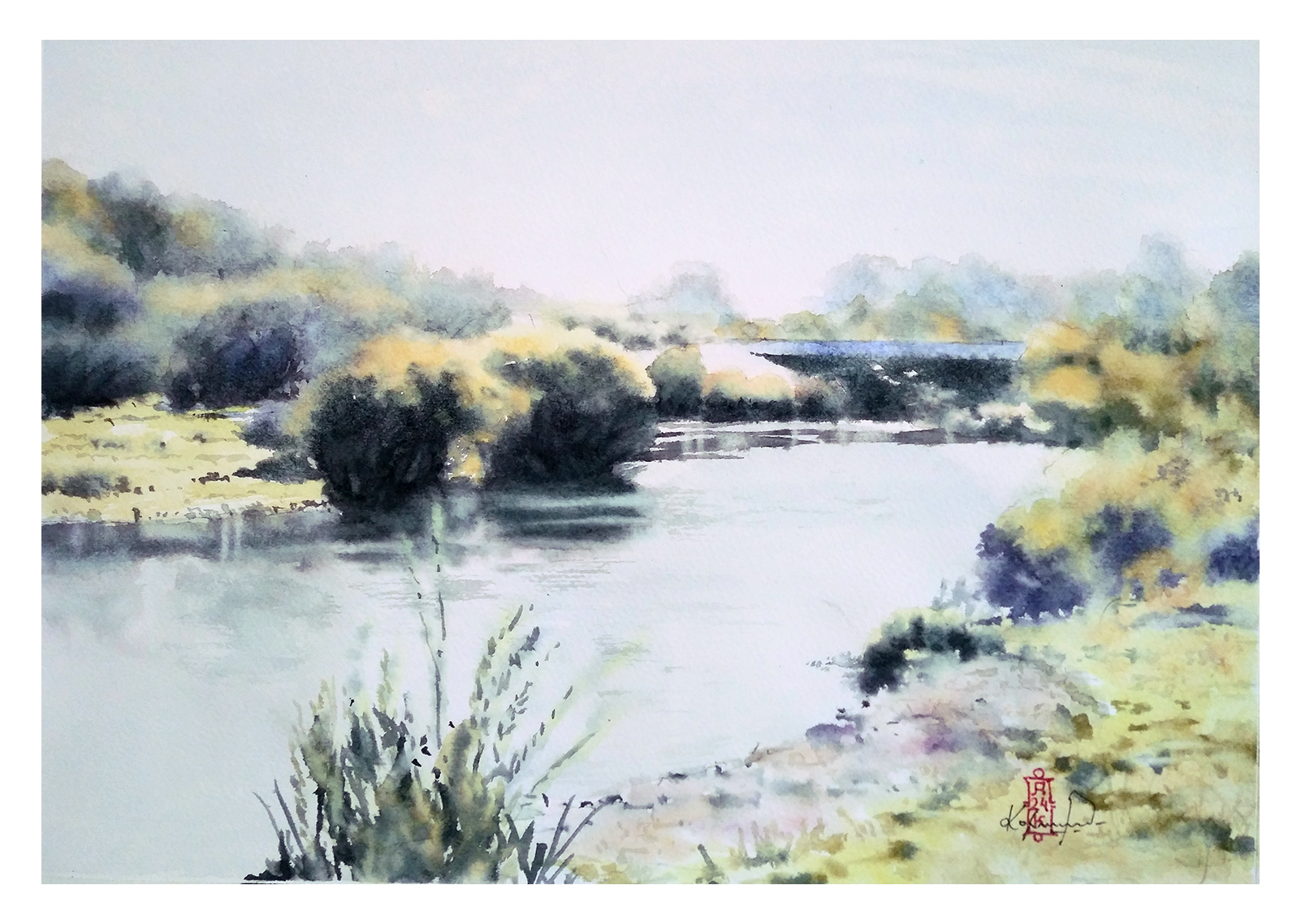 Александр Кормилицын (Авторская графика - 
                  34.5 x 24.5 см) Речка Гайва (г. Пермь)