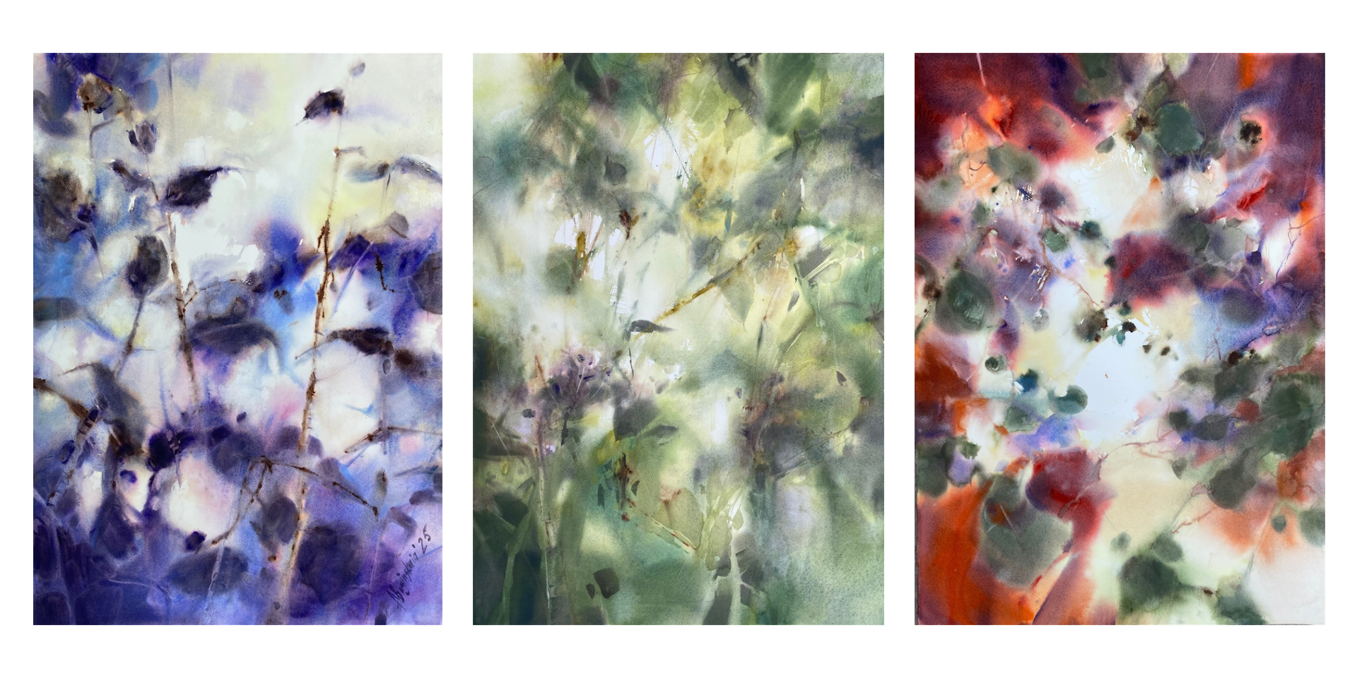 Анна Богинская (Авторская графика - 
                  150 x 70 см) Триптих "Dreamscapes"