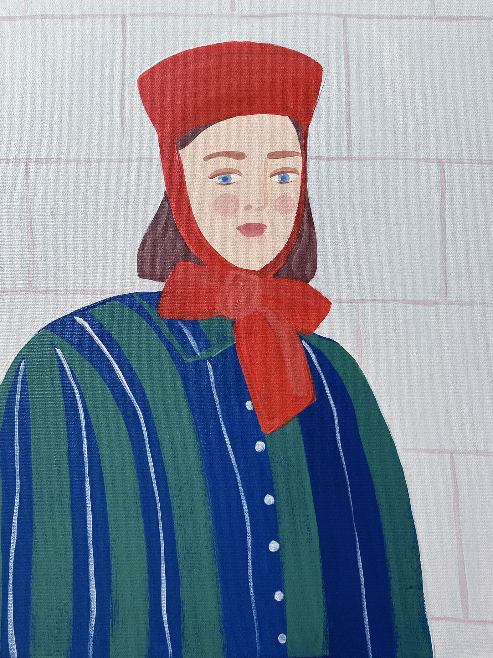 Ксения Хромцова (Картина, живопись - 
                  40 x 50 см) Красный бант
