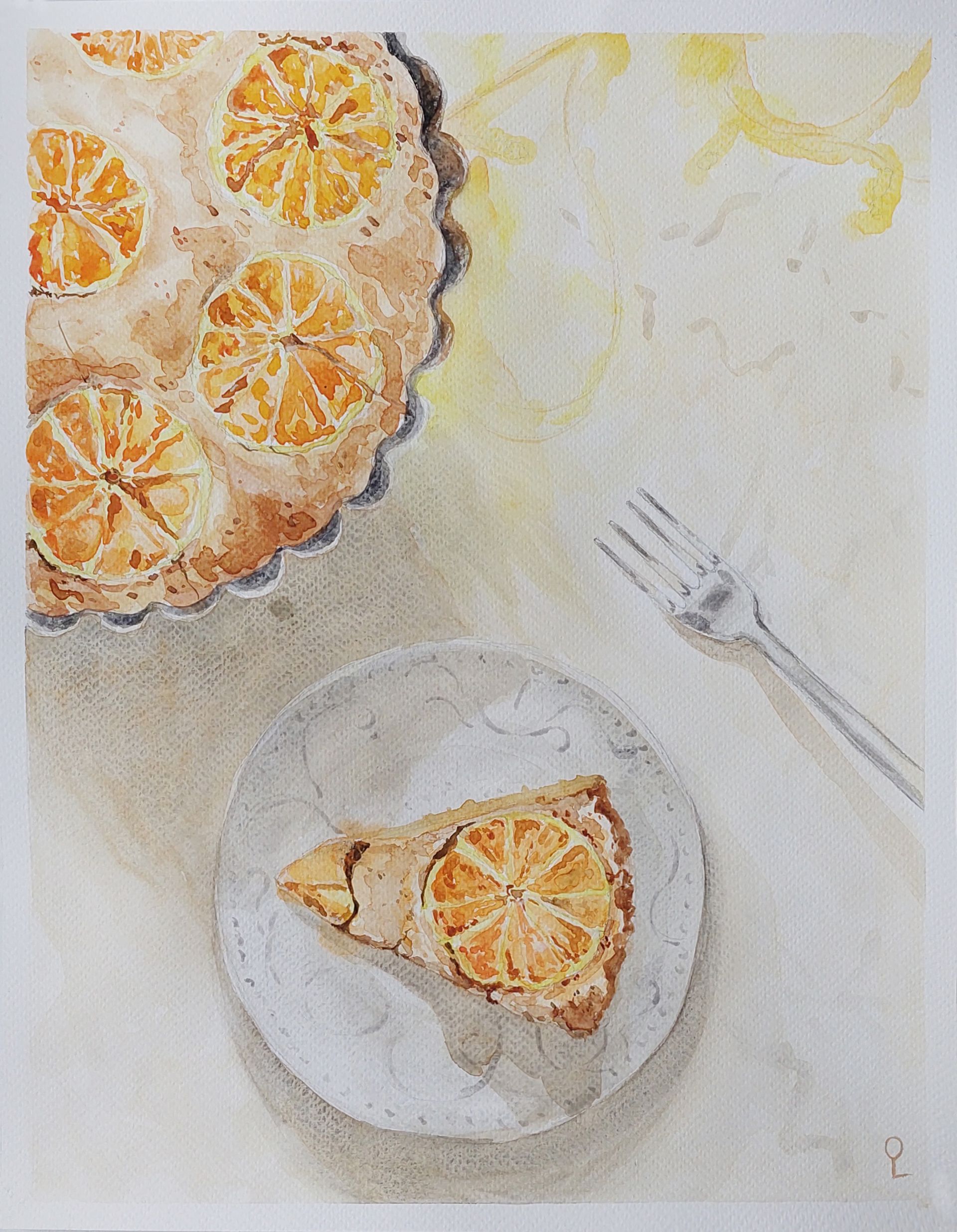 Оливия Лем (Авторская графика - 
                  30 x 38 см) Пирог с мандаринами