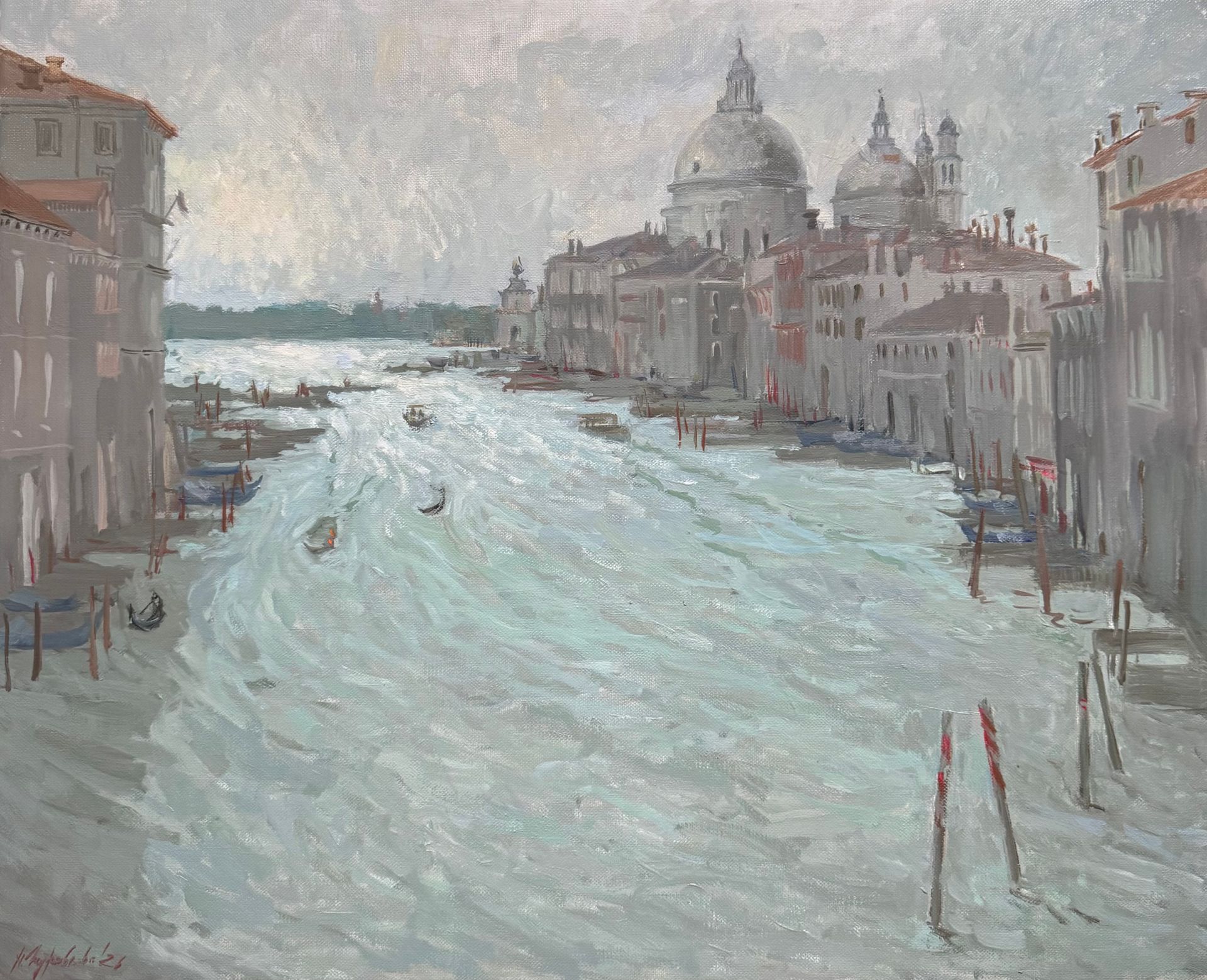 Наталья Журавлева (Картина, живопись - 
                  55 x 45 см) Мост Академии. Рассвет