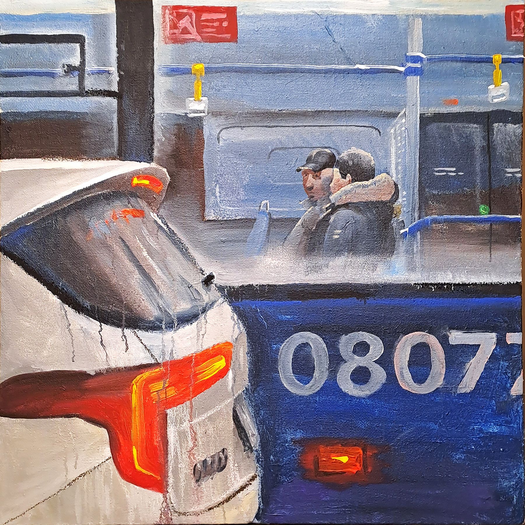 Семён Сомин (Картина, живопись - 
                  70 x 70 см) Автобус