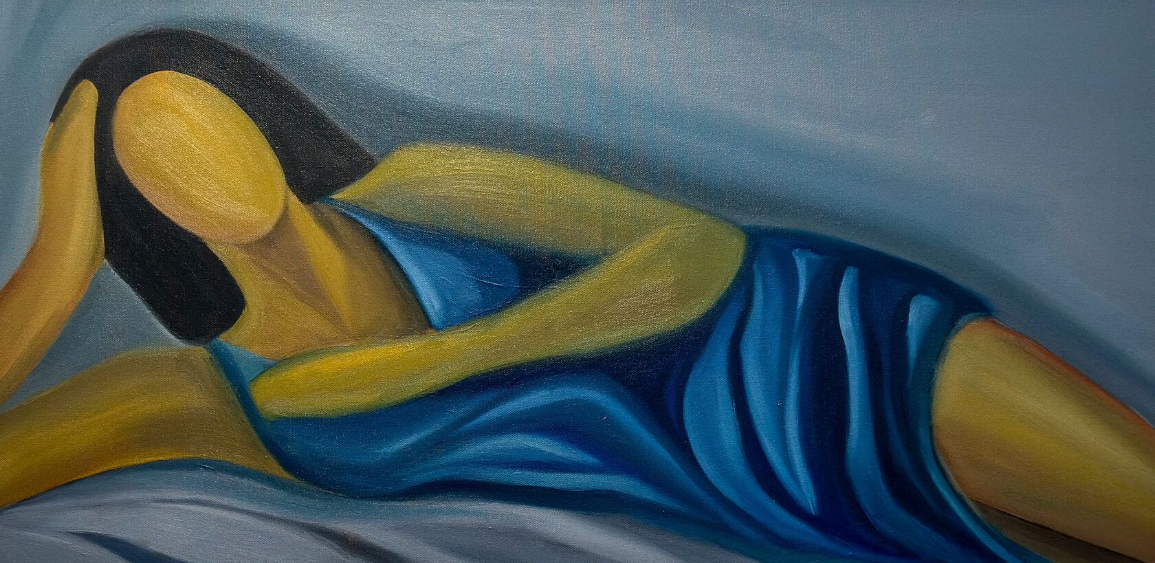 Любовь Ремизова (Картина, живопись - 
                  81 x 41 см) 50 shadows of blue