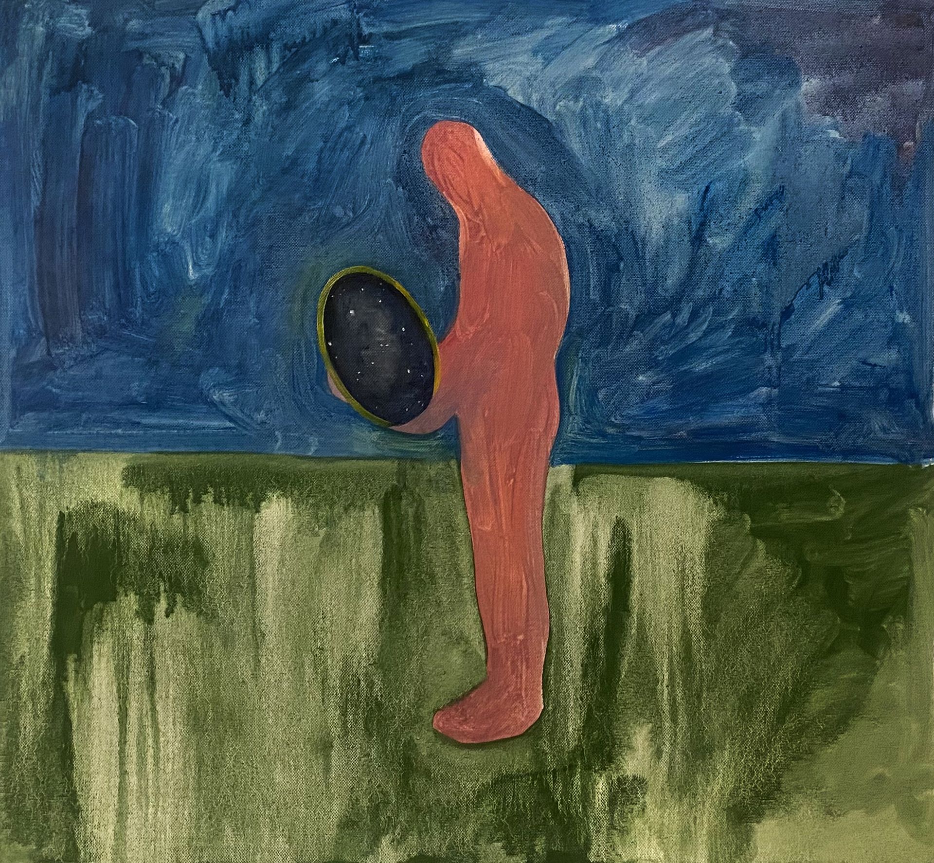 Оля Душкина (Картина, живопись - 
                  55 x 50 см) Человек, земля и звёзды