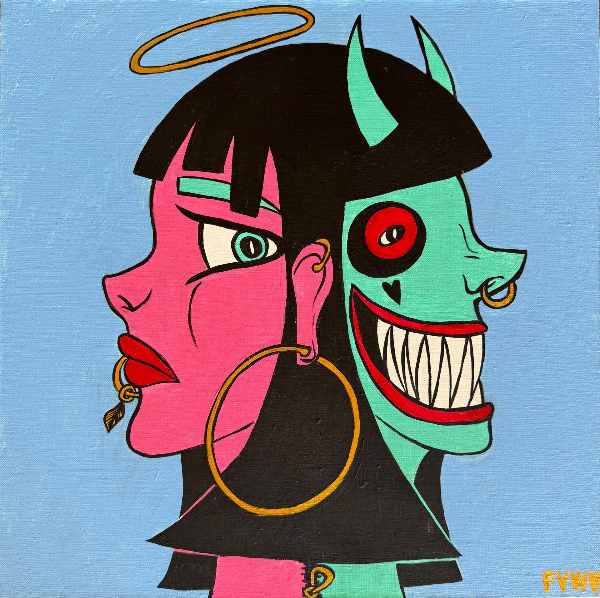 Виолетта Киселева (Картина, живопись - 
                  50 x 50 см) Двуликая