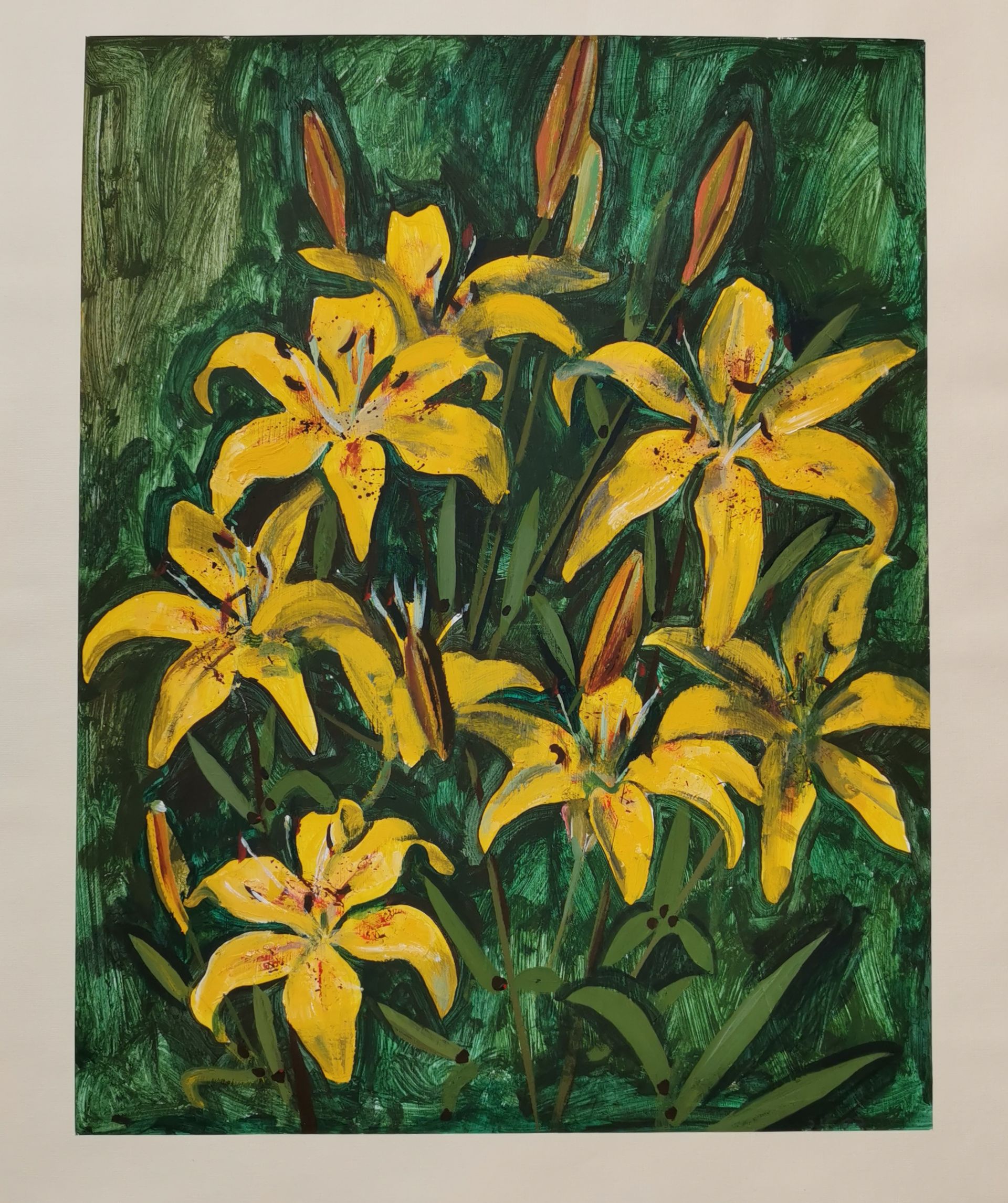 Регина Буглеева (Авторская графика - 
                  50 x 60 см) Жёлтые лилии
