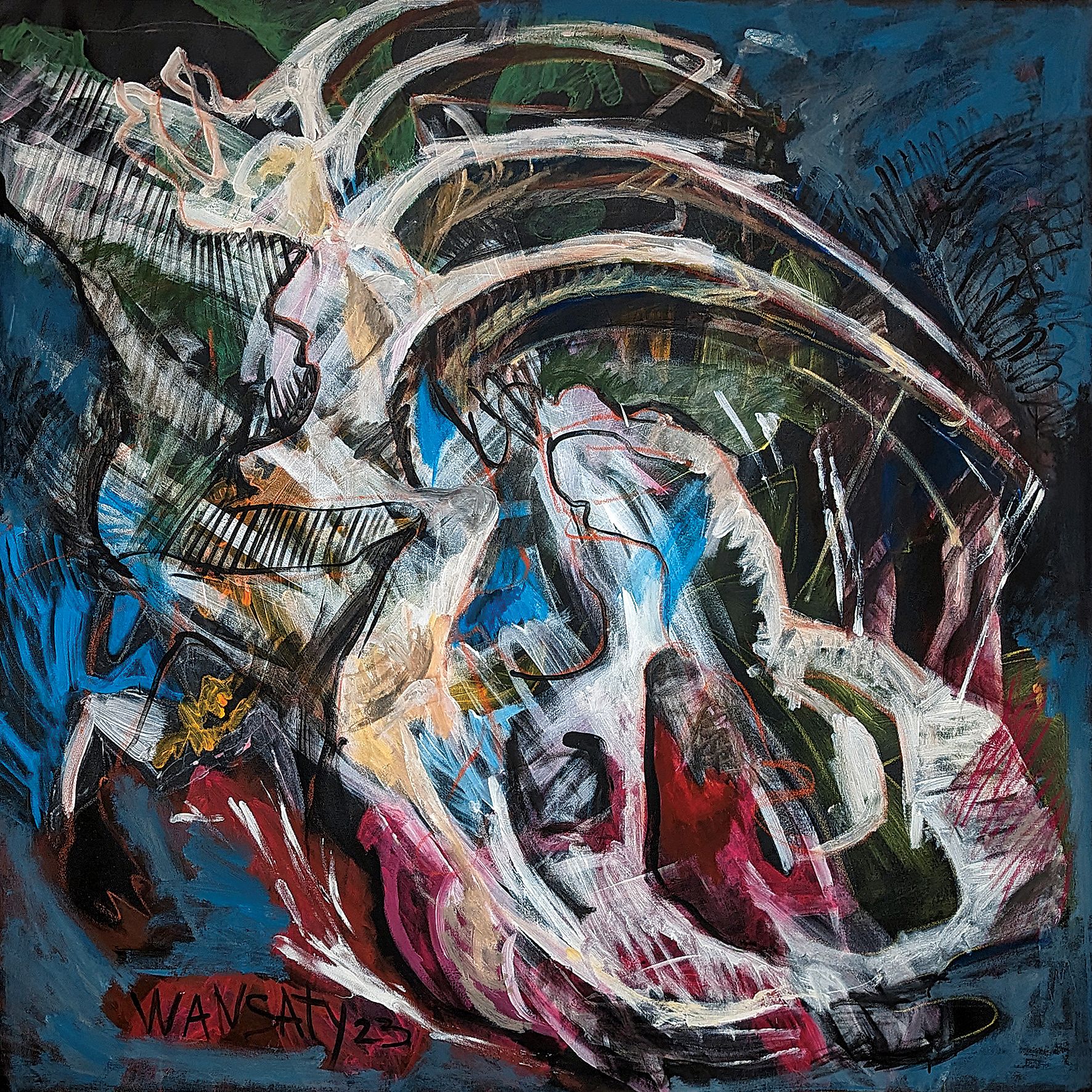 Татьяна Левченко (Картина, живопись - 
                  150 x 150 см) Голова большой рыбы