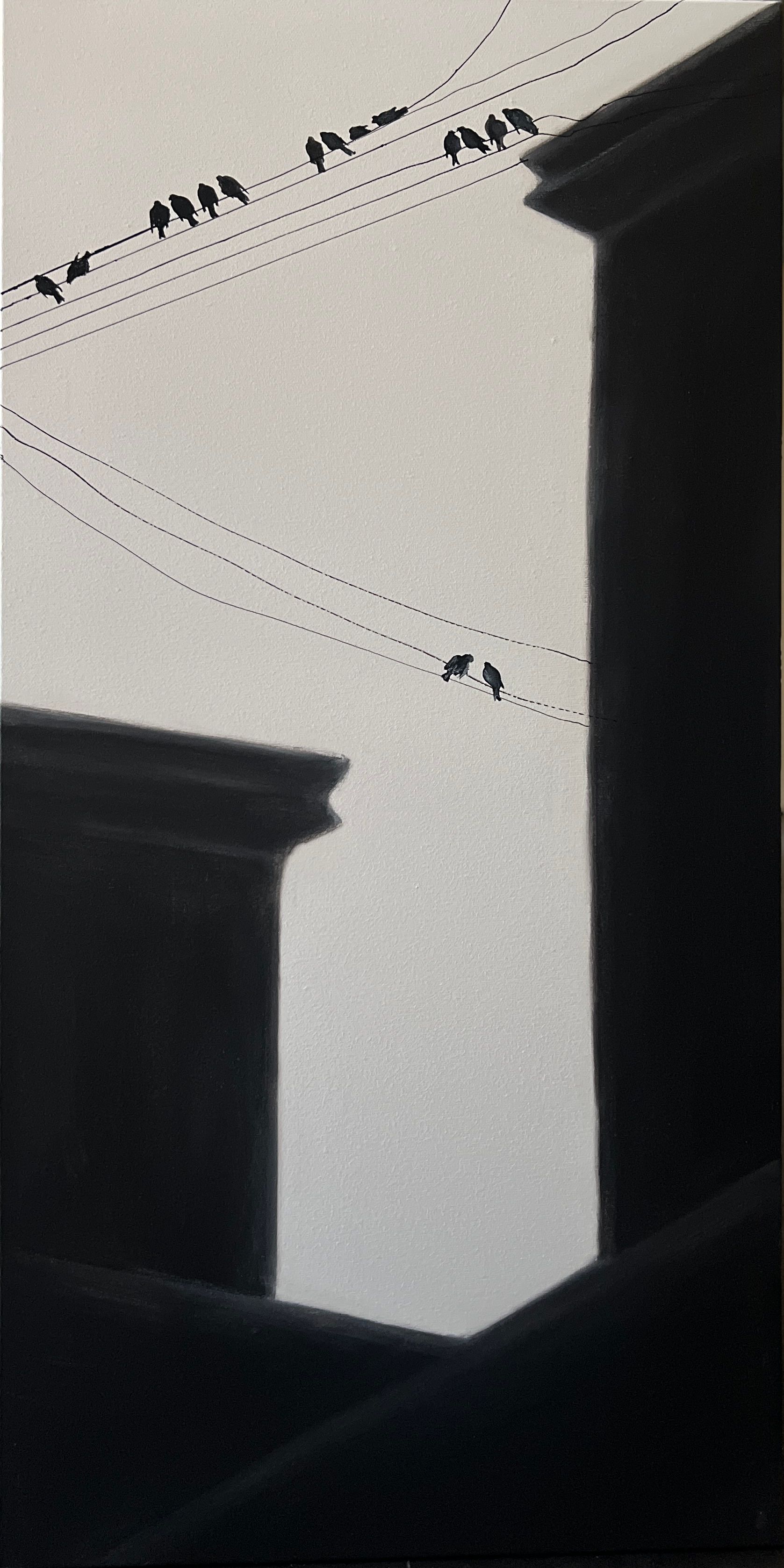 Ольга Шанина (Картина, живопись - 
                  50 x 100 см) No.4 Music on wires. H.Zimmer S.T.A.Y. and TIME. Серия работ "T I M E F L I E S"