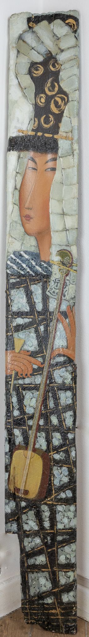 Владимир Арепьев (Картина, живопись - 
                  18 x 158 см) Японка с сямисэном