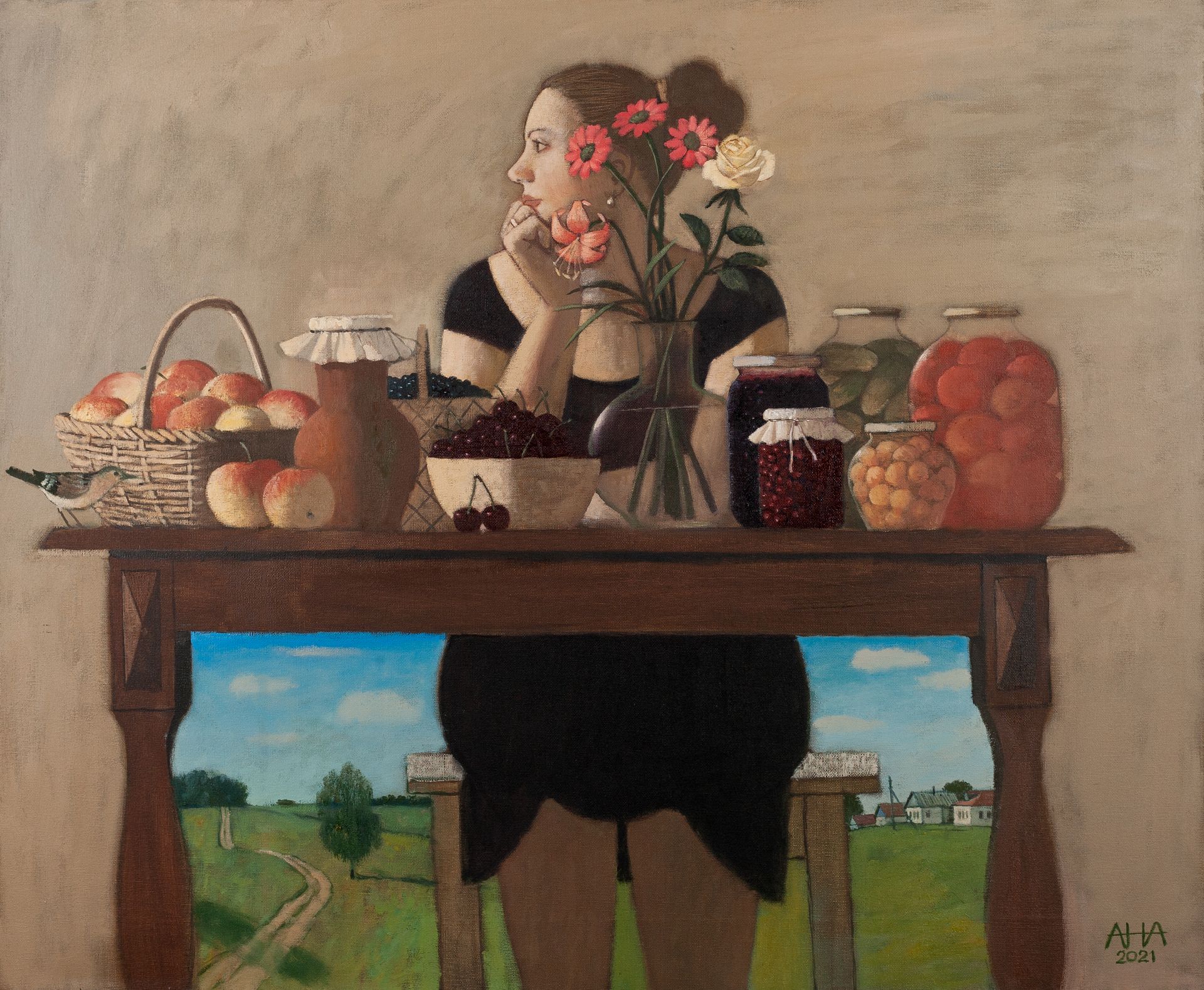 Андрей Аверьянов (Картина, живопись - 
                  80 x 75 см) Воспоминание (Урожай)