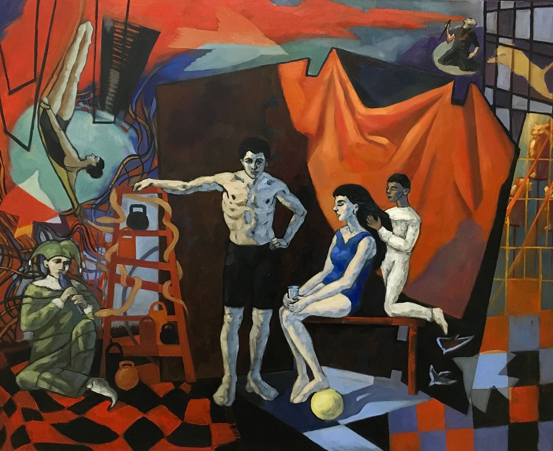 Анастасия Куклина (Картина, живопись - 
                  110 x 90 см) Жизнь комедиантов