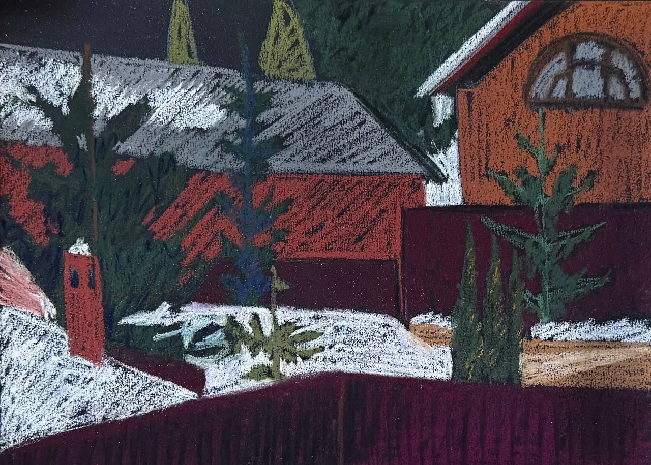 Алена Сокольникова (Авторская графика - 
                  40 x 29.5 см) Снежная зима