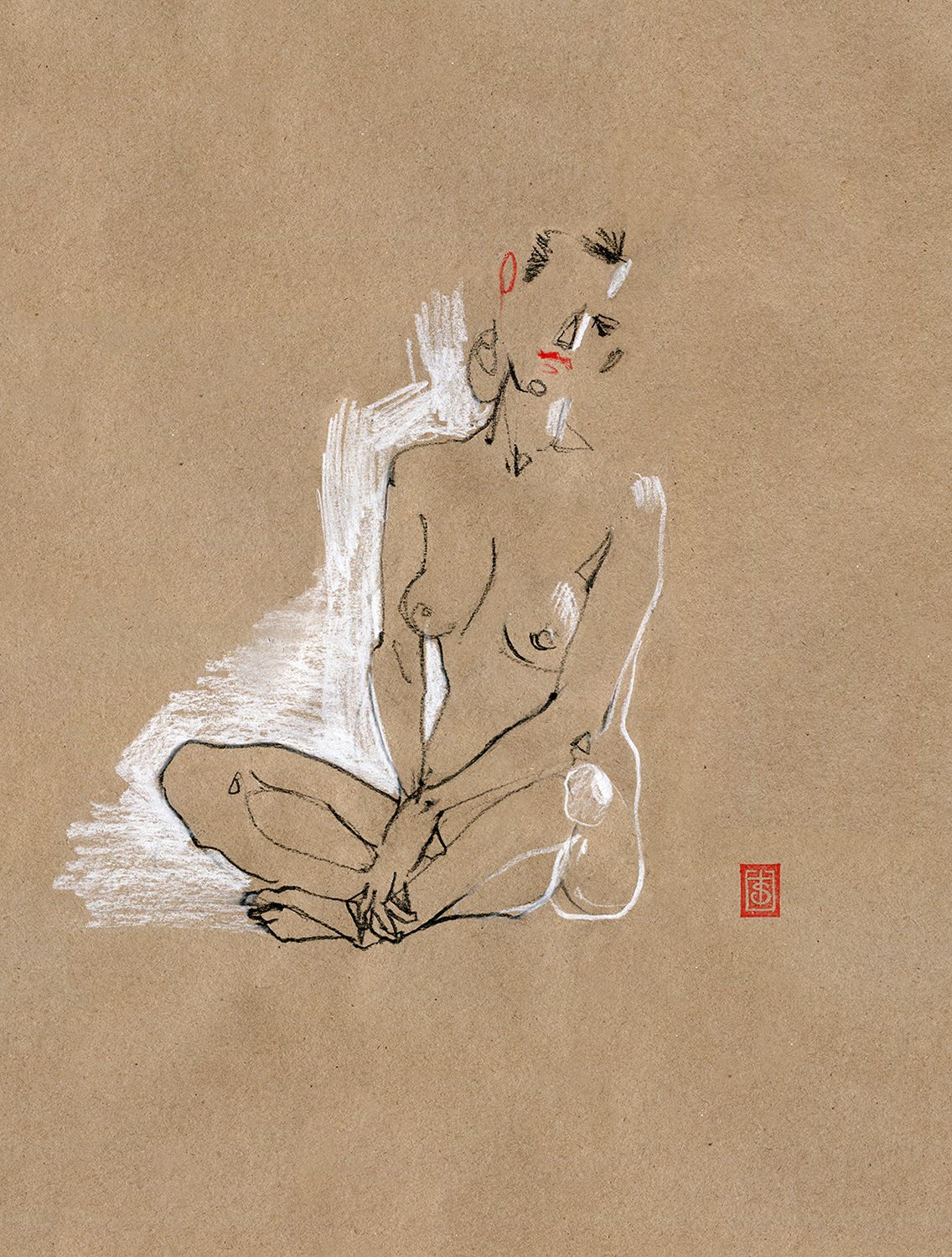 Виктория Севастьянова (Авторская графика - 
                  30 x 42 см) Nude 0148