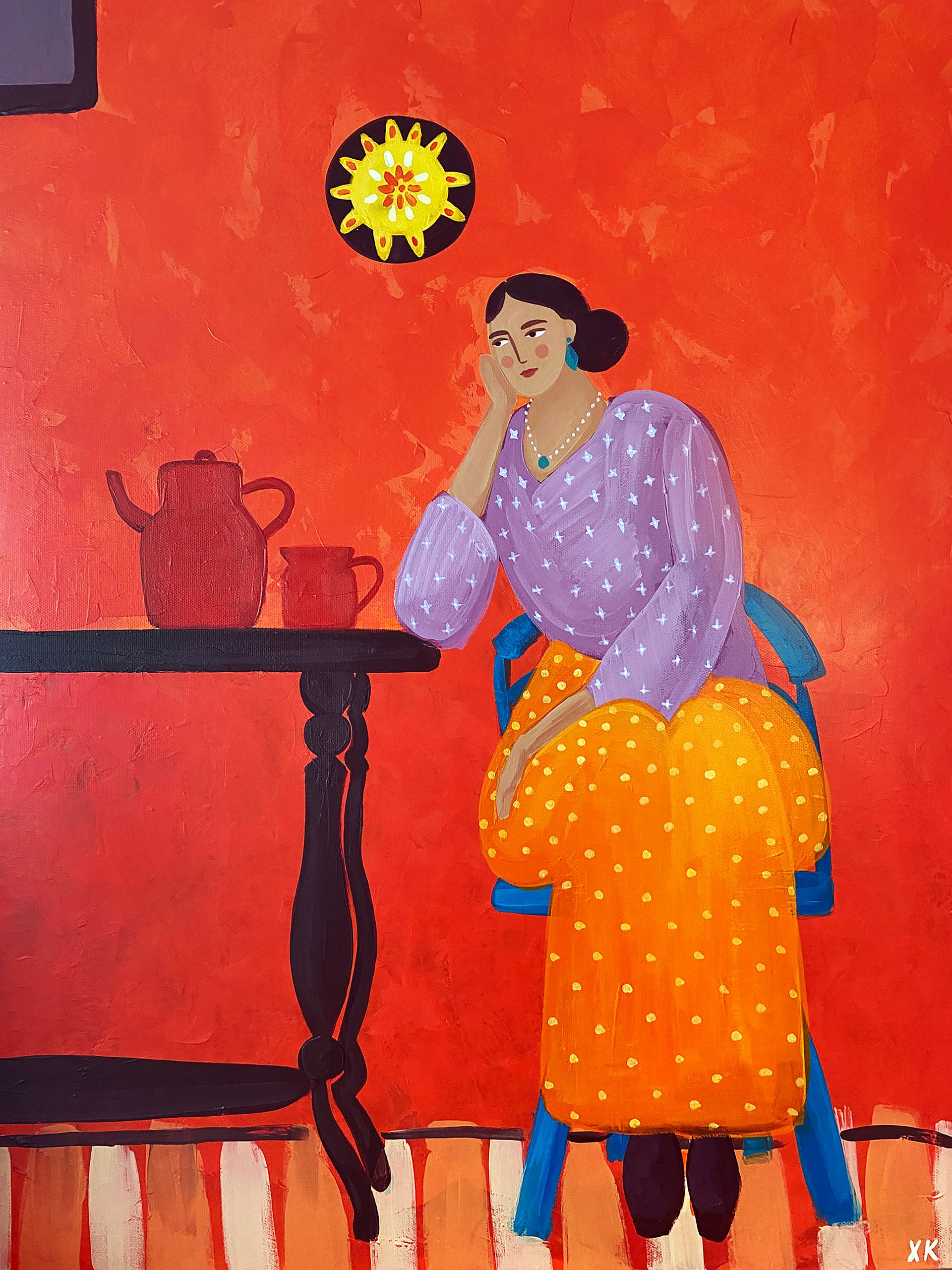 Ксения Хромцова (Картина, живопись - 
                  60 x 80 см) За столом