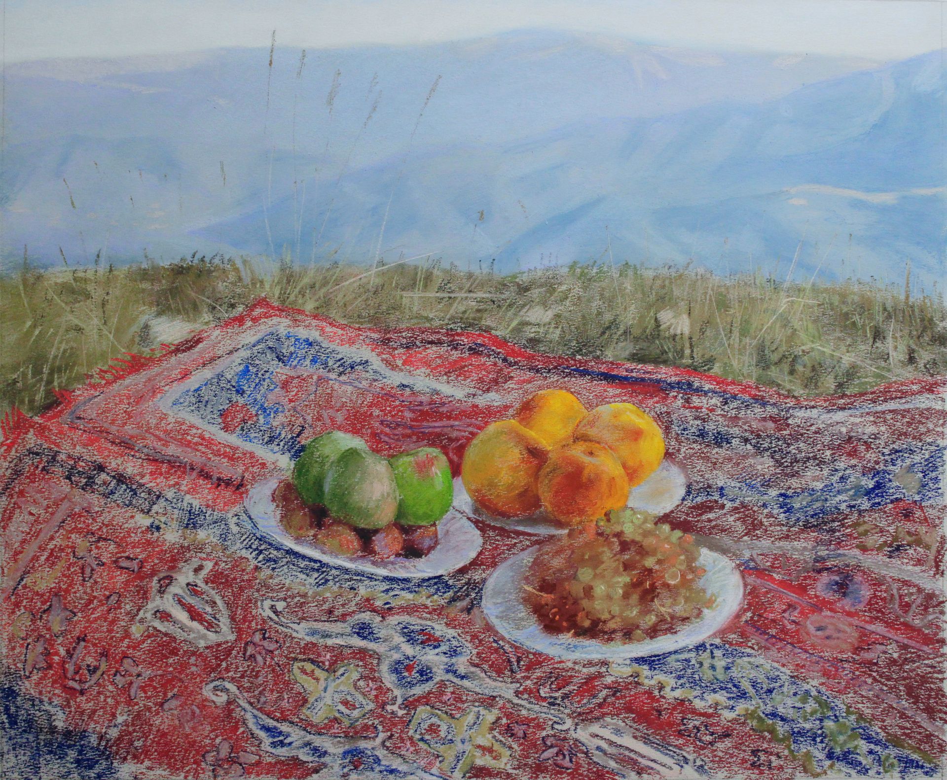 Люсинэ Туманян (Авторская графика - 
                  57 x 50 см) Фрукты в горах