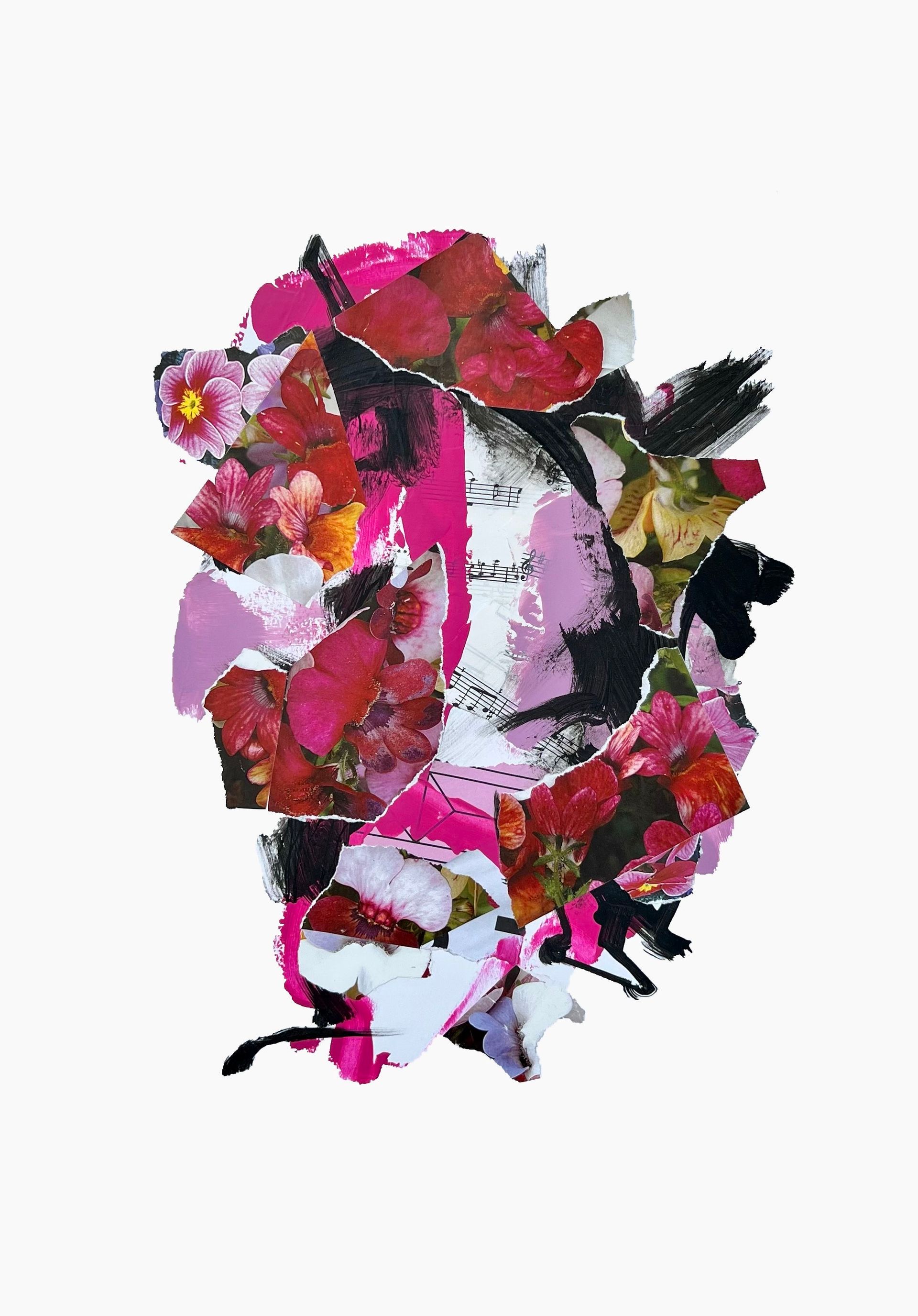 Инна Сумина (Коллаж / ассамбляж - 
                  29.7 x 42 см) Цветы и музыка II