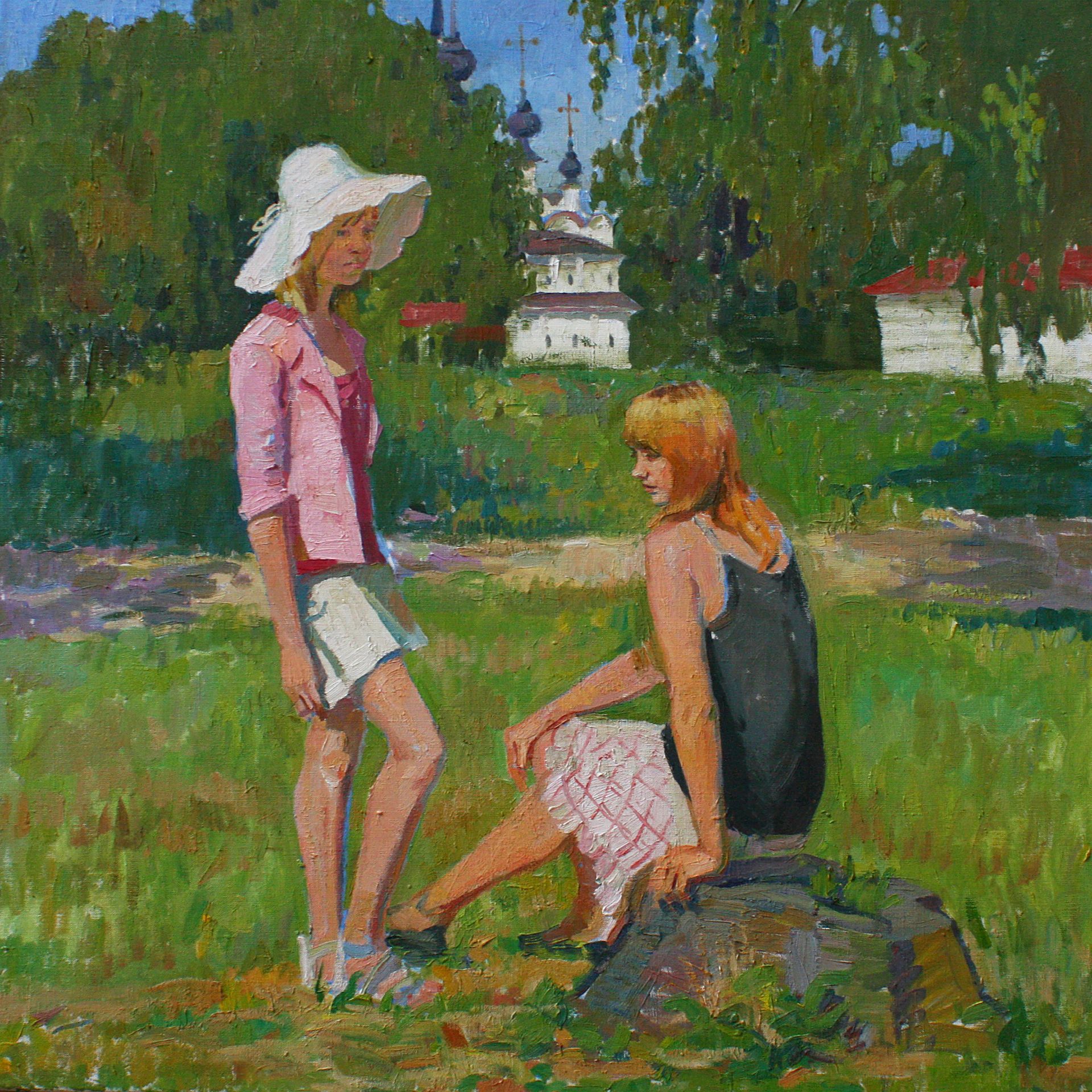 Анастасия Нестерова (Картина, живопись - 
                  85 x 85 см) Подружки