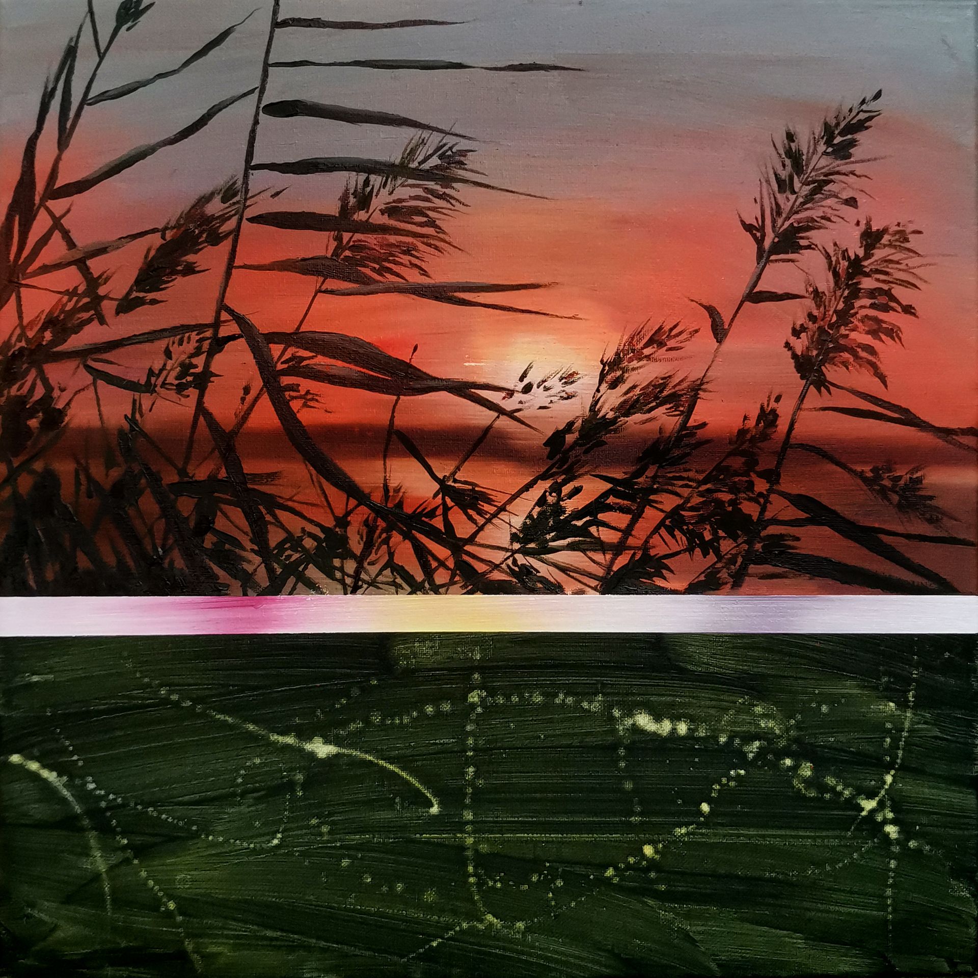 Денис Шевчук (Картина, живопись - 
                  40 x 40 см) Оранжевый закат 3