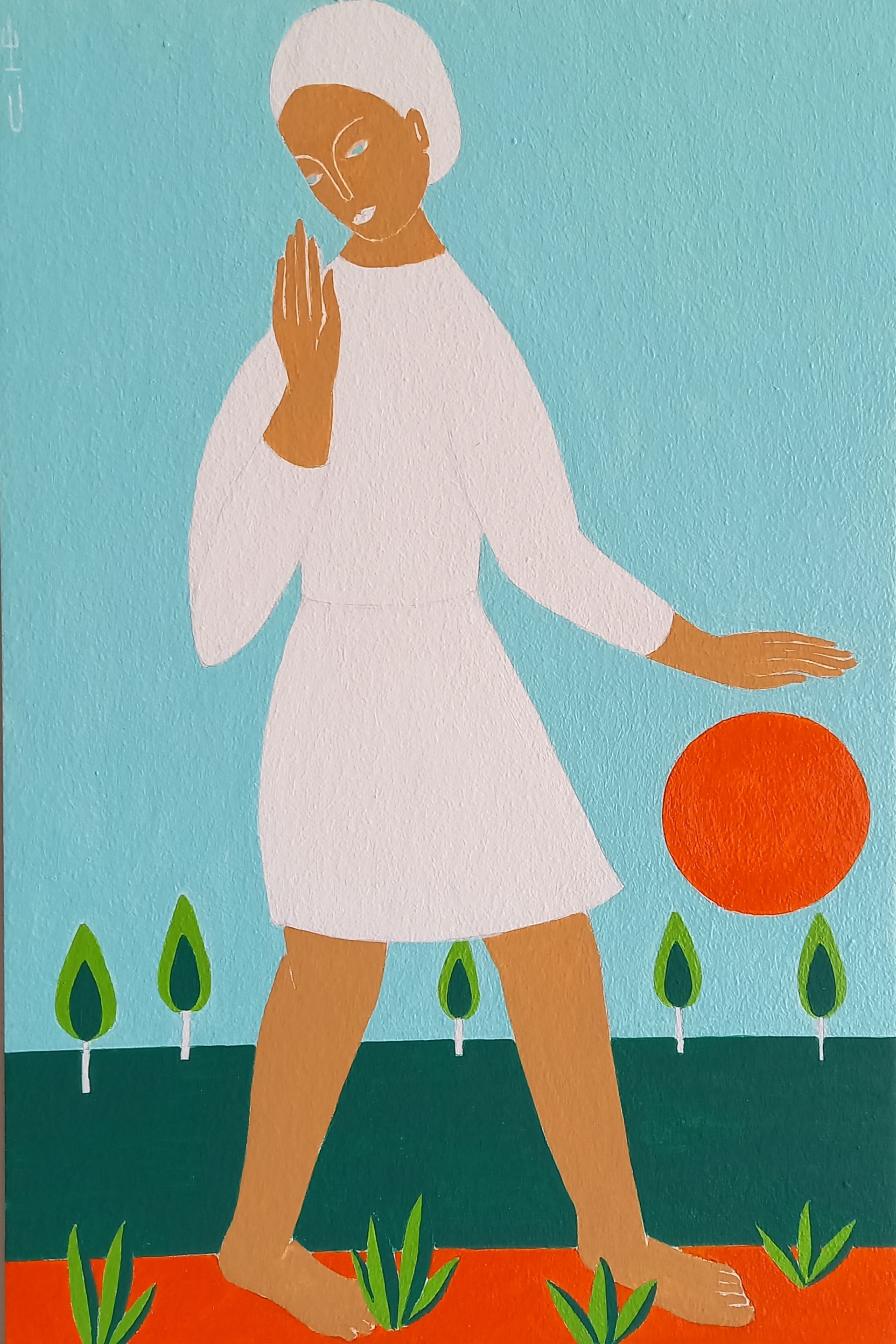Саша Катинаускиене (Картина, живопись - 
                  20 x 30 см) На прогулке. Оранжевое солнце