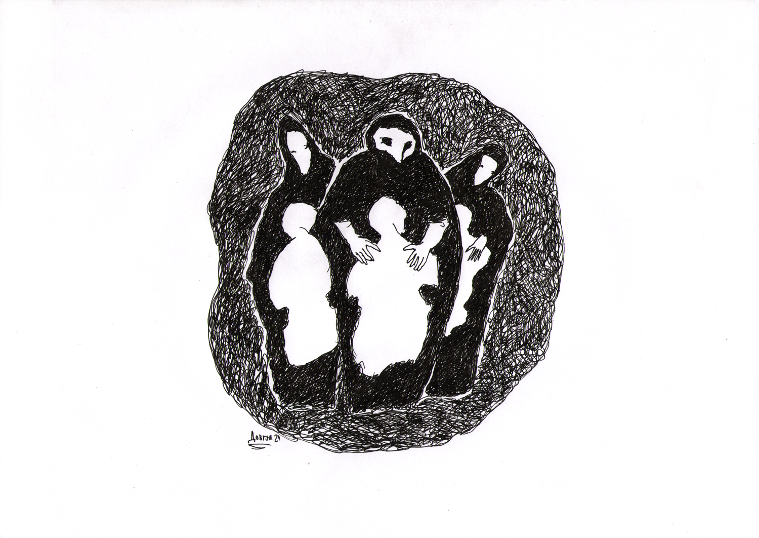 Игорь Добрун (Авторская графика - 
                  29.7 x 21 см) Возвращение блудных сыновей