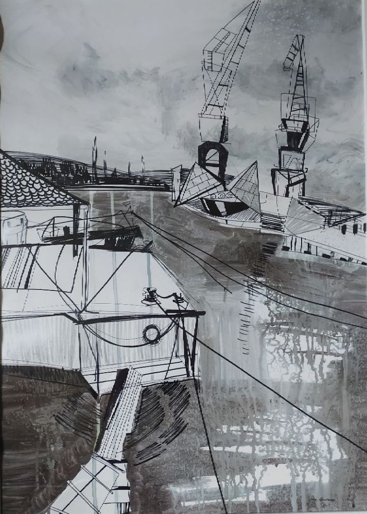Лидия Гордеенко (Авторская графика - 
                  50 x 70 см) Порт