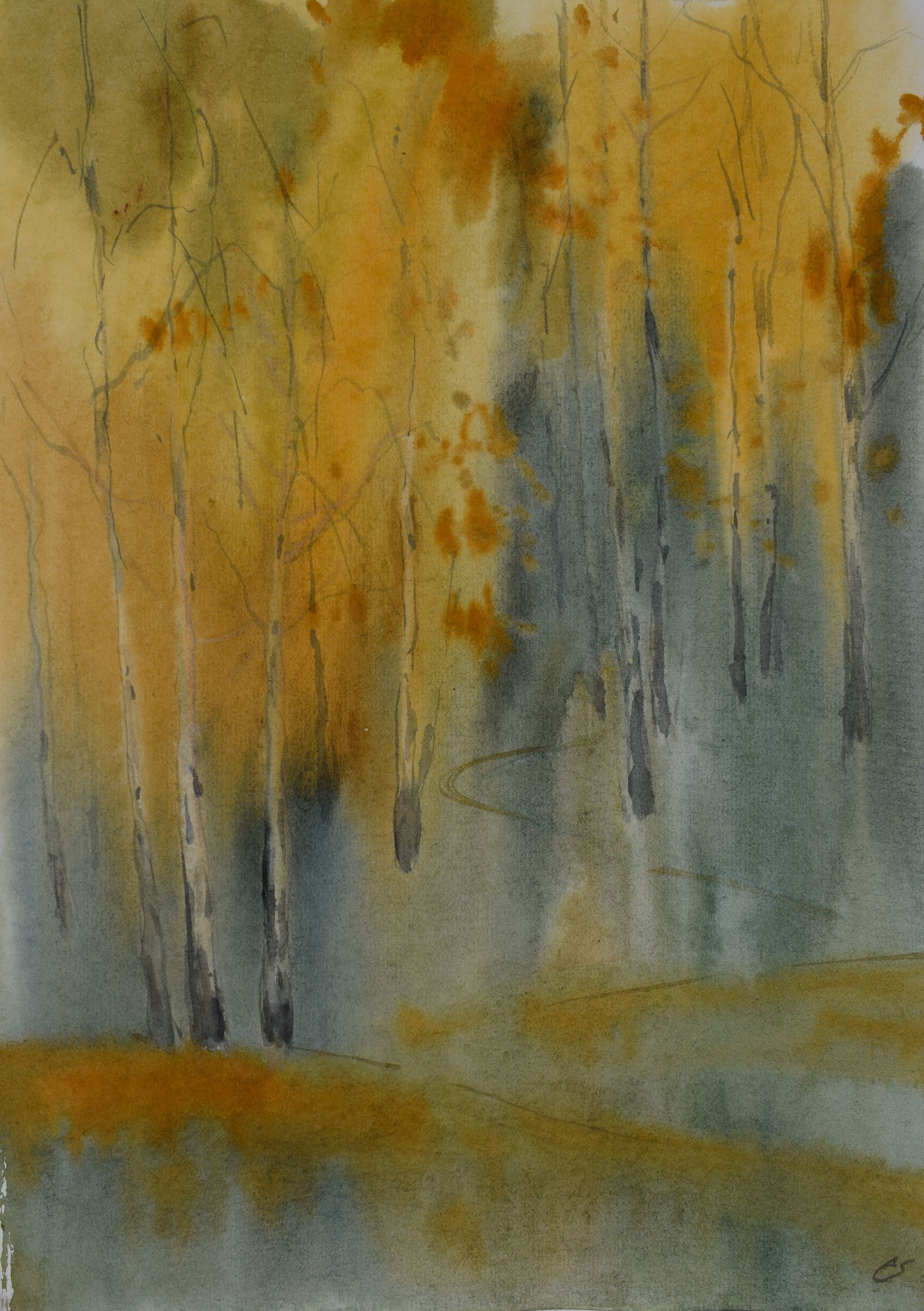 Елена Санина (Авторская графика - 
                  30 x 42 см) Наряды осени