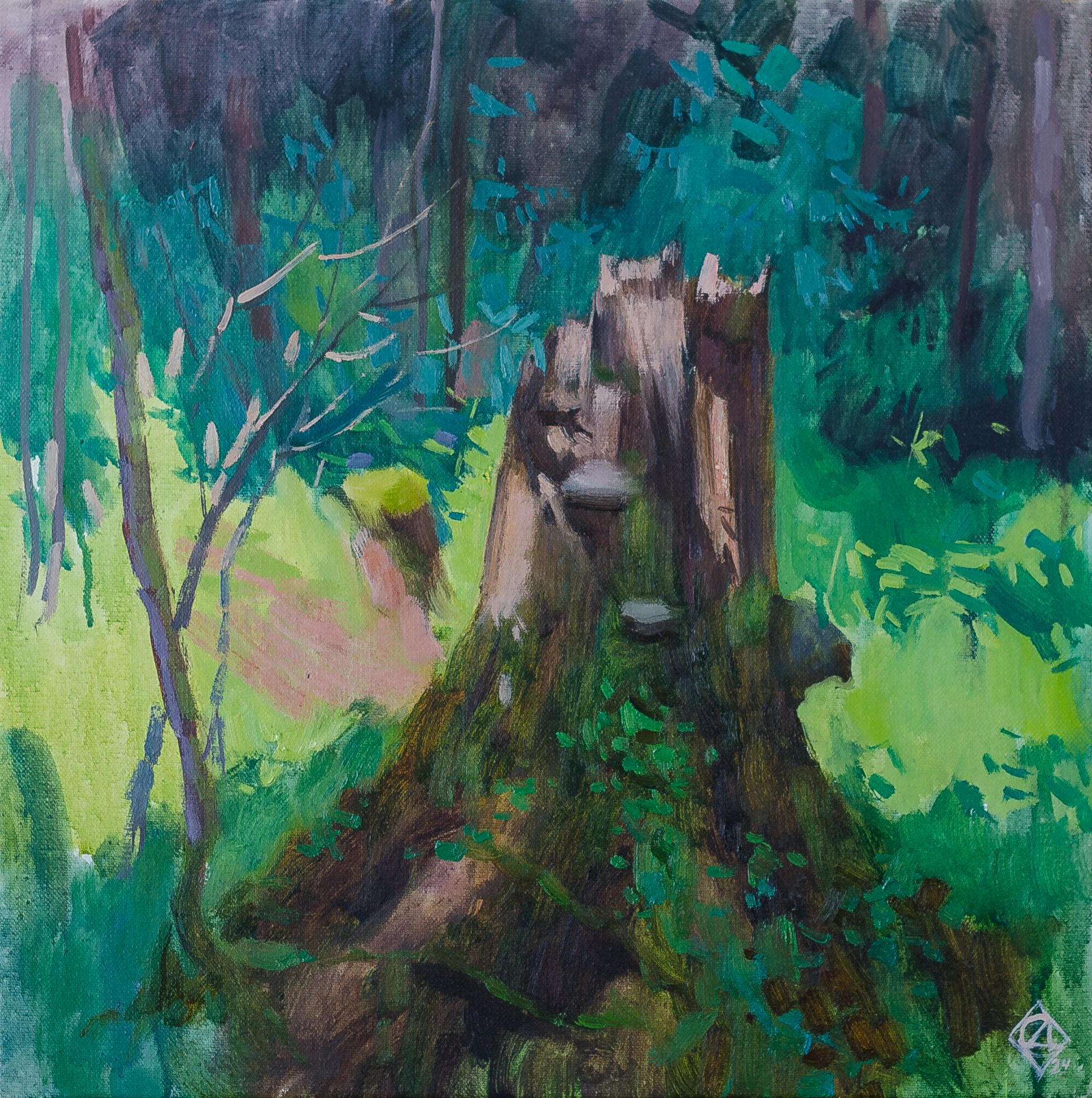 Дарья Салахова (Картина, живопись - 
                  40 x 40 см) Пень