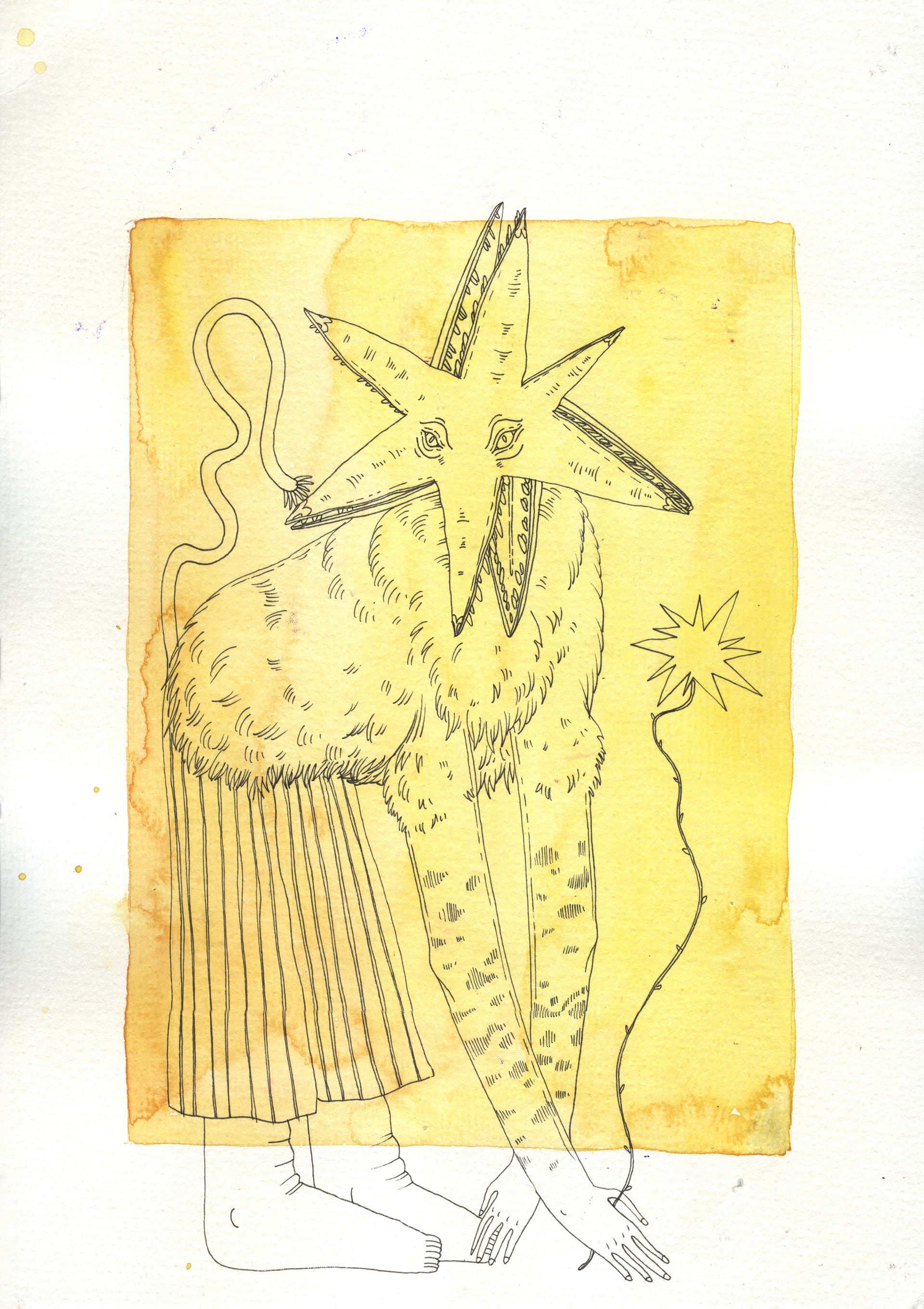 Оля Душкина (Авторская графика - 
                  21 x 29.7 см) Жёлтый звездоголовый