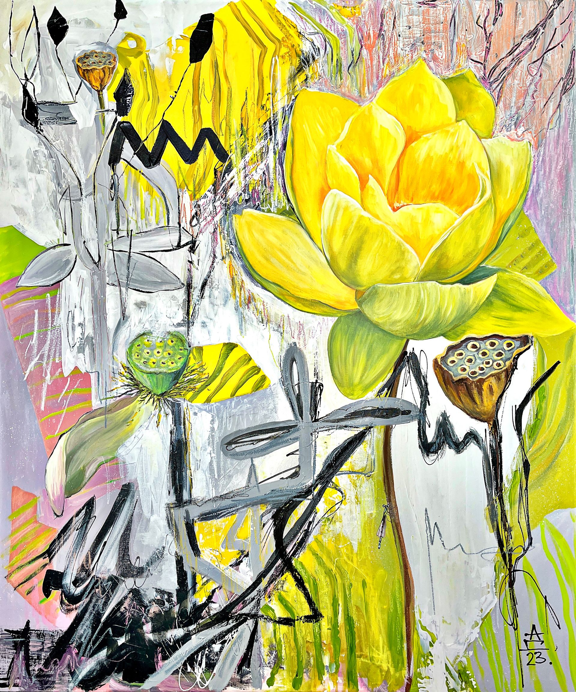 Дарья Илюхина (Картина, живопись - 
                  100 x 120 см) Стрекоза и лотос