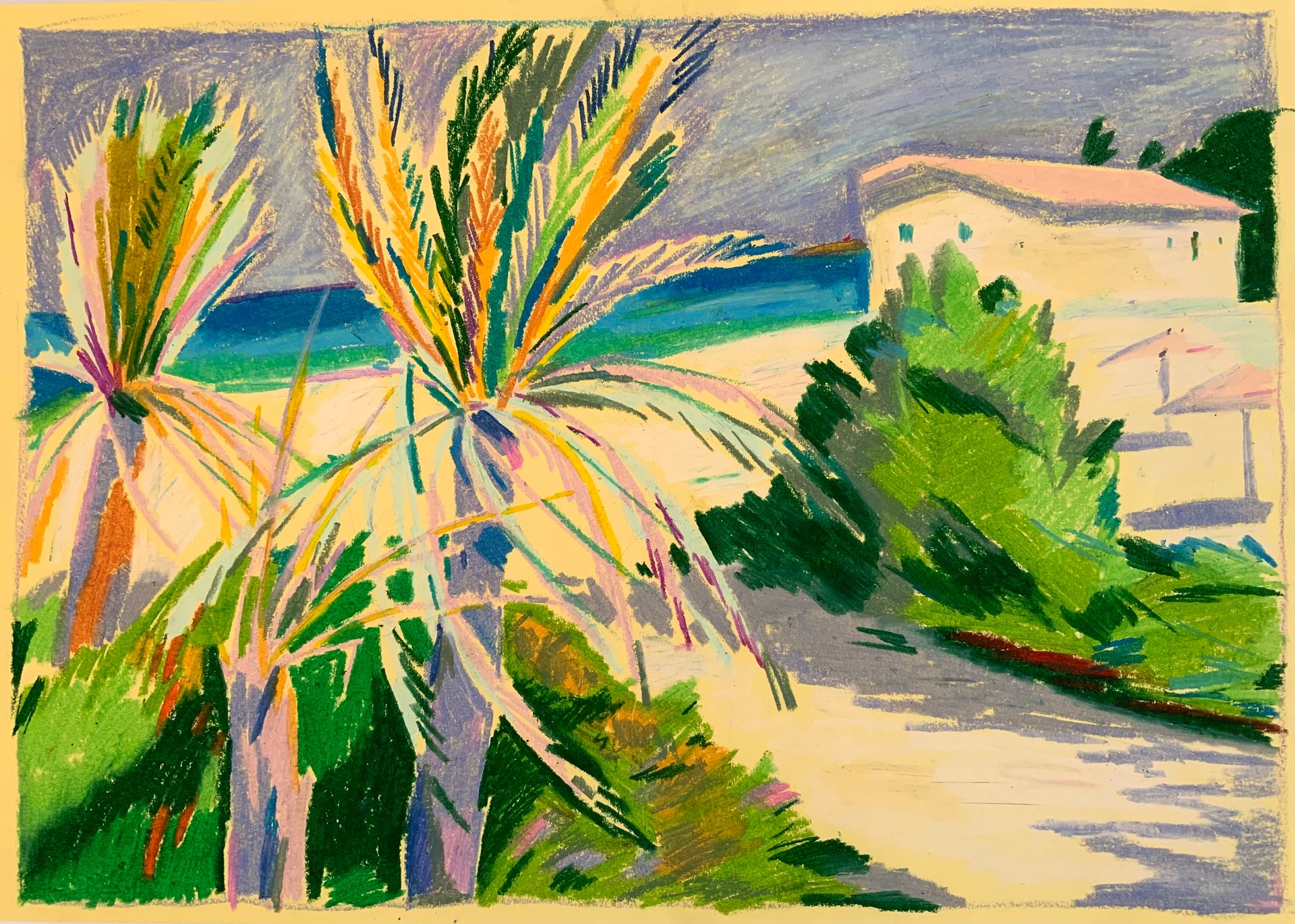 Елизавета Тульчинская (Авторская графика - 
                  46.5 x 32.5 см) Солнечный день в Африке