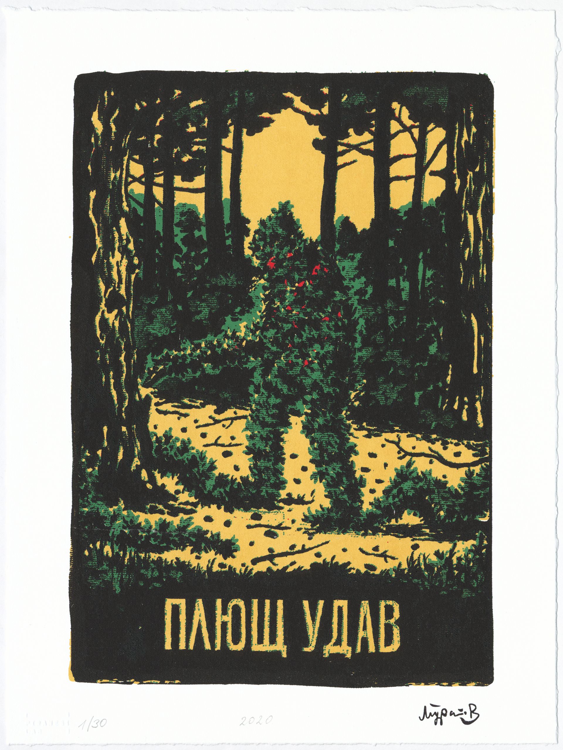 Дамир Муратов (Графика печатная - 
                  30 x 40 см) Плющ удав