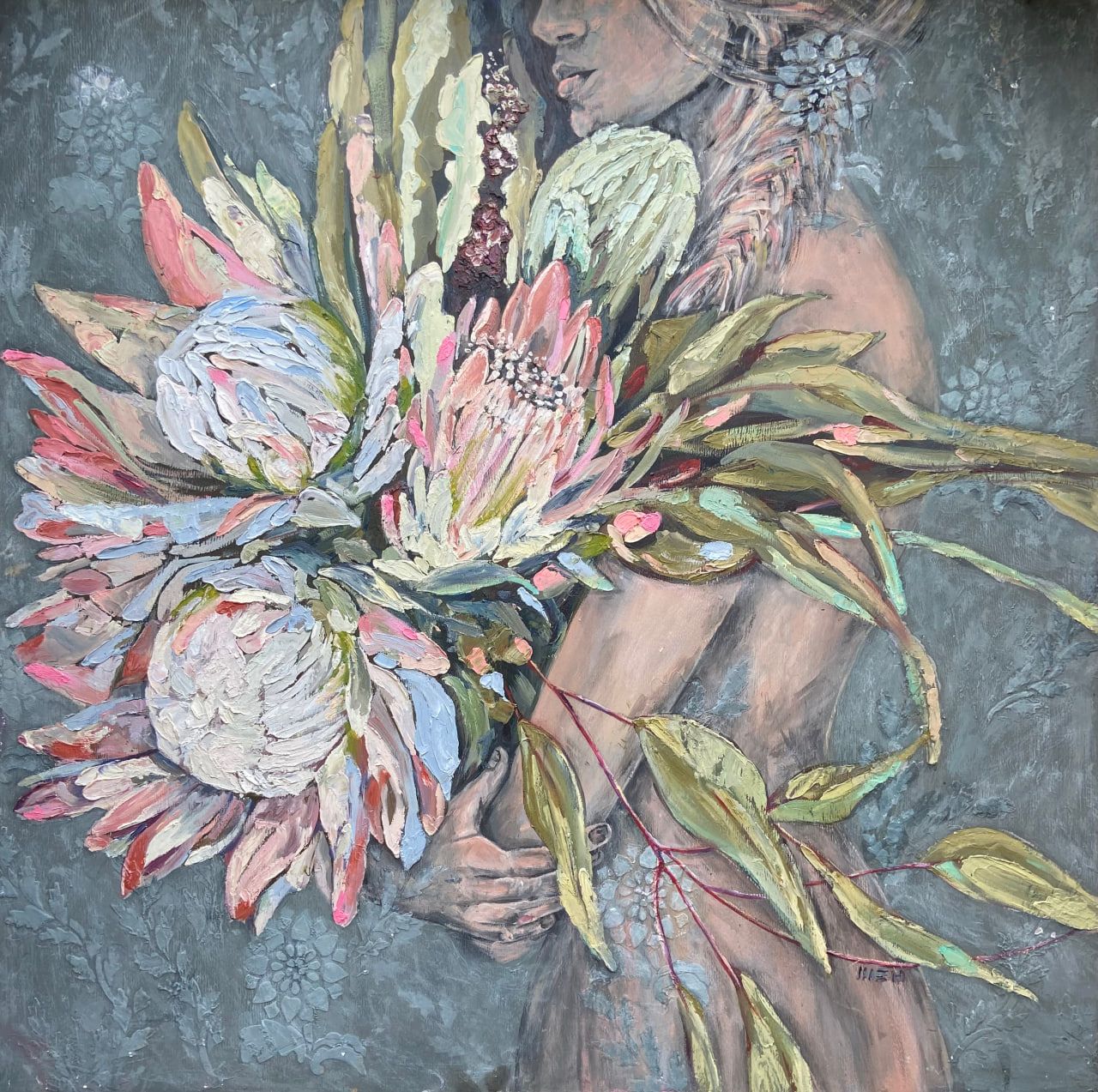 Алёна Шамайко (Картина, живопись - 
                  76 x 76 см) Затерянная в цветах