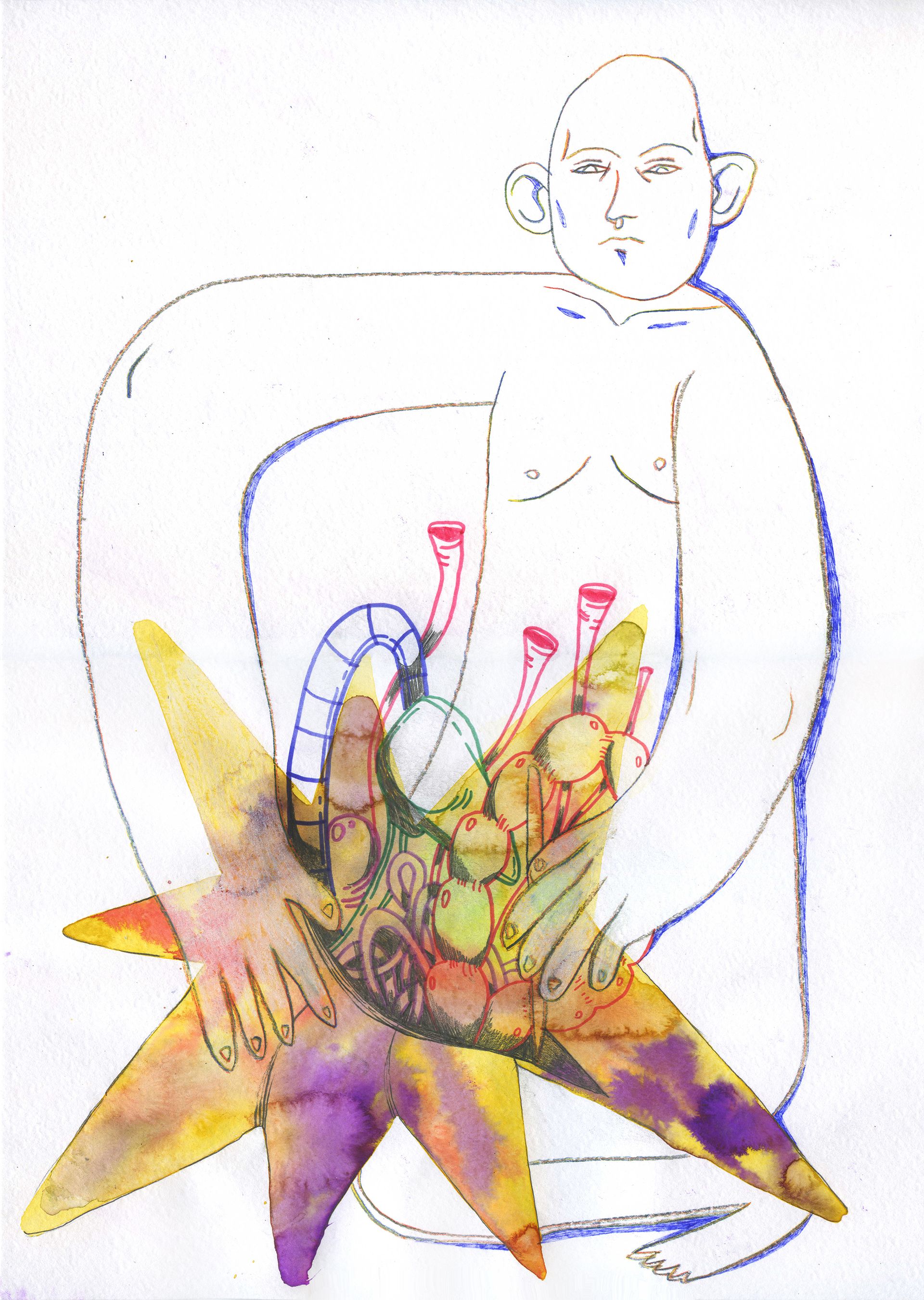 Оля Душкина (Авторская графика - 
                  29.7 x 42 см) Анатомическое исследование мечты