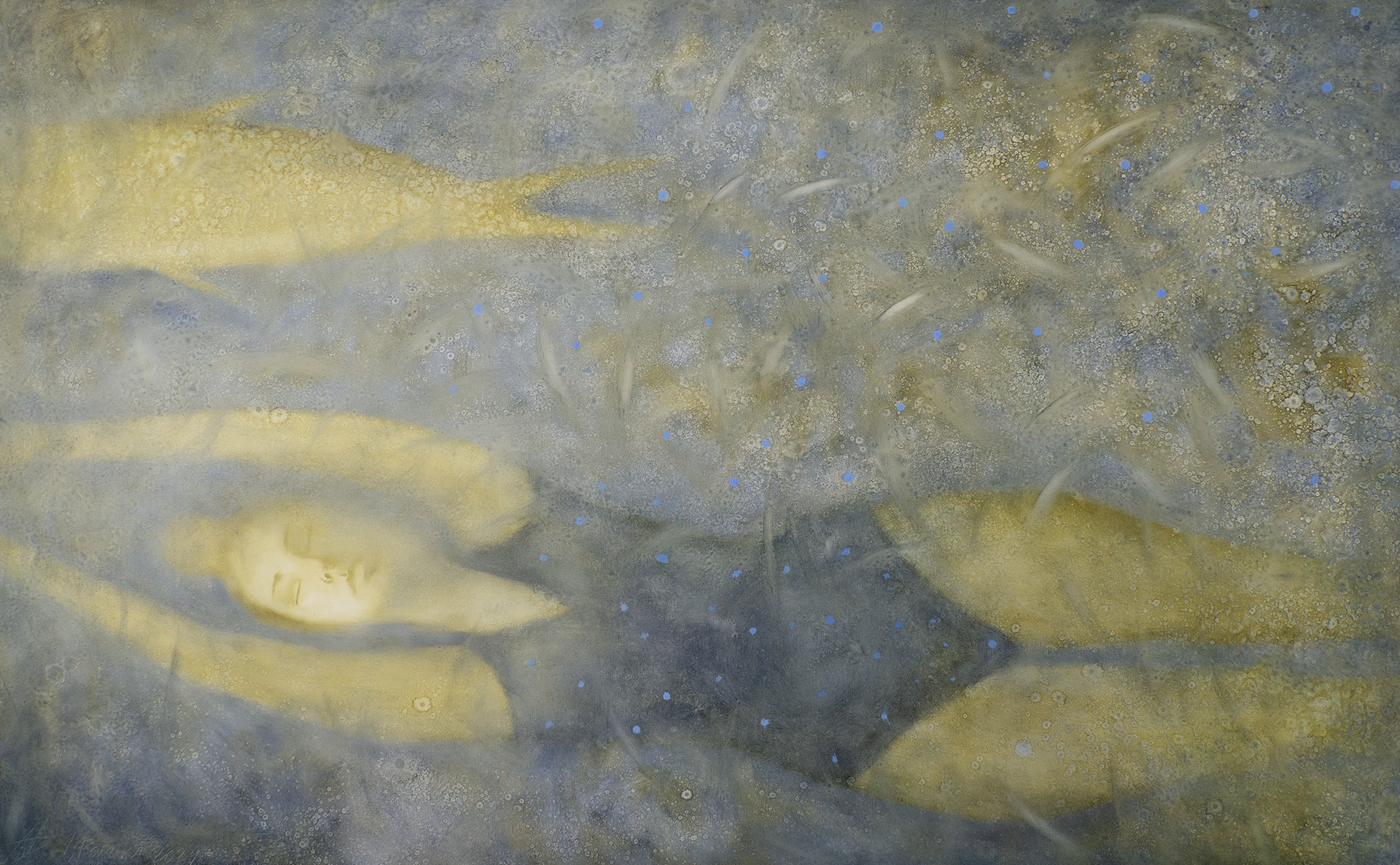 Анастасия Попова (Картина, живопись - 
                  140 x 100 см) Куда-то плывем с рыбой